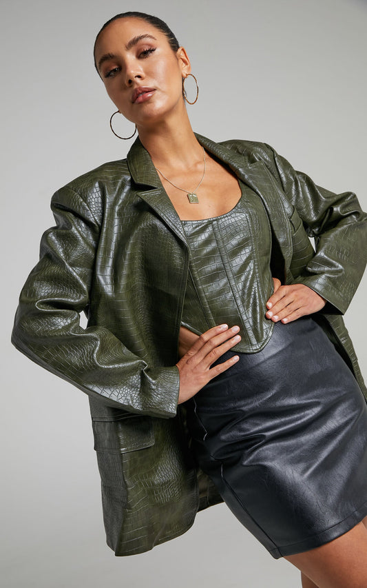 BY DYLN - SANTO BLAZER in Dark Green