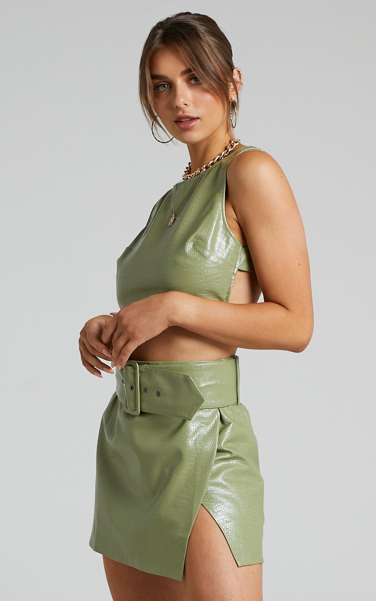 BY DYLN - Stevie Skirt in Green