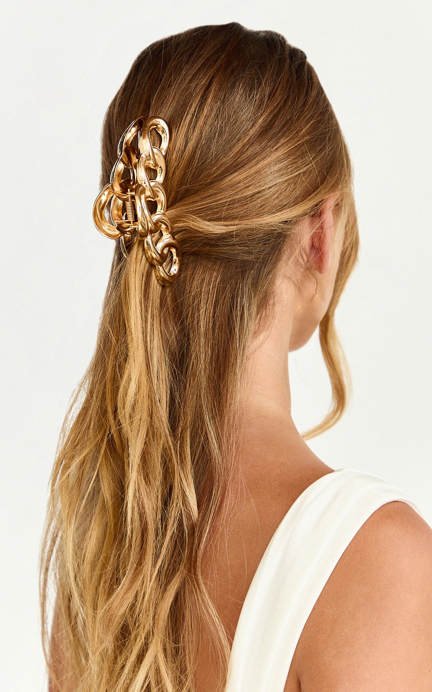 Barbara Hair Clip - Chain Detail Claw Clip in Gold