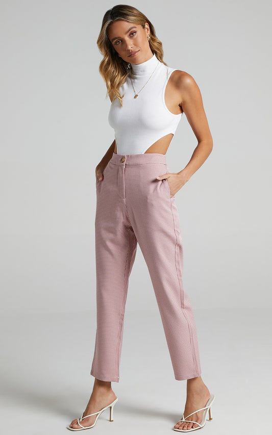 Barbina Pants in Pink Check