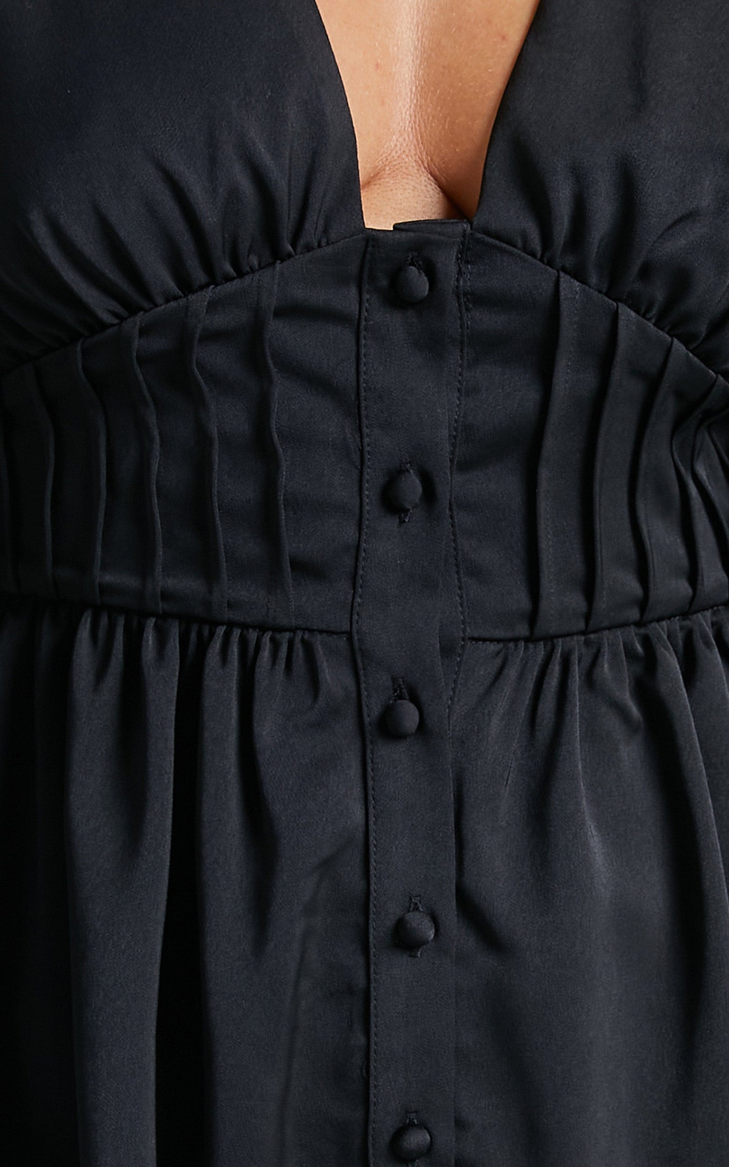 Barley Mini Dress - Long Sleeve Corset Dress in Black