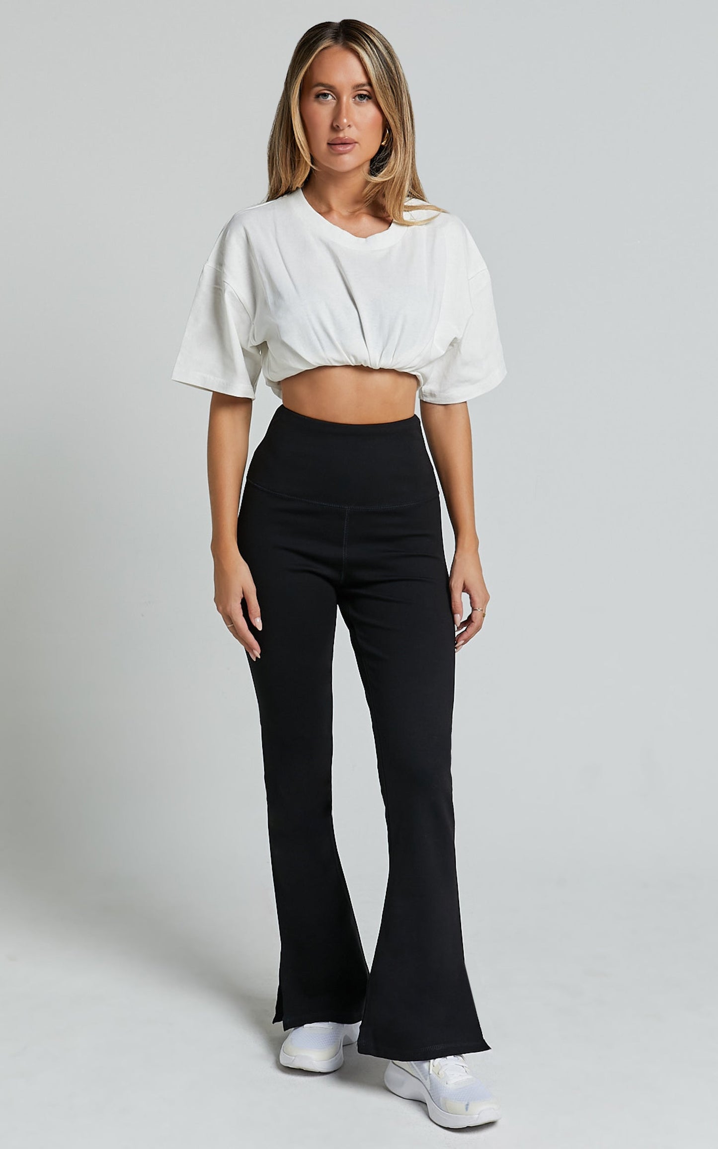 Beau Pants - High Waisted Split Hem Flare Pants in Black