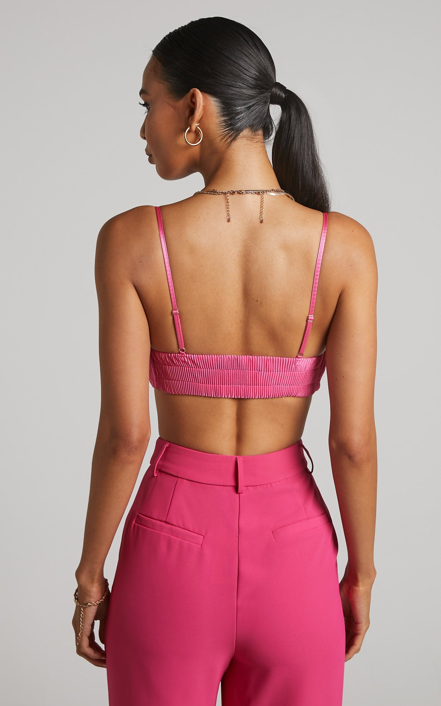 Beca Bralette - Plisse Sweetheart Bralette in Hot Pink
