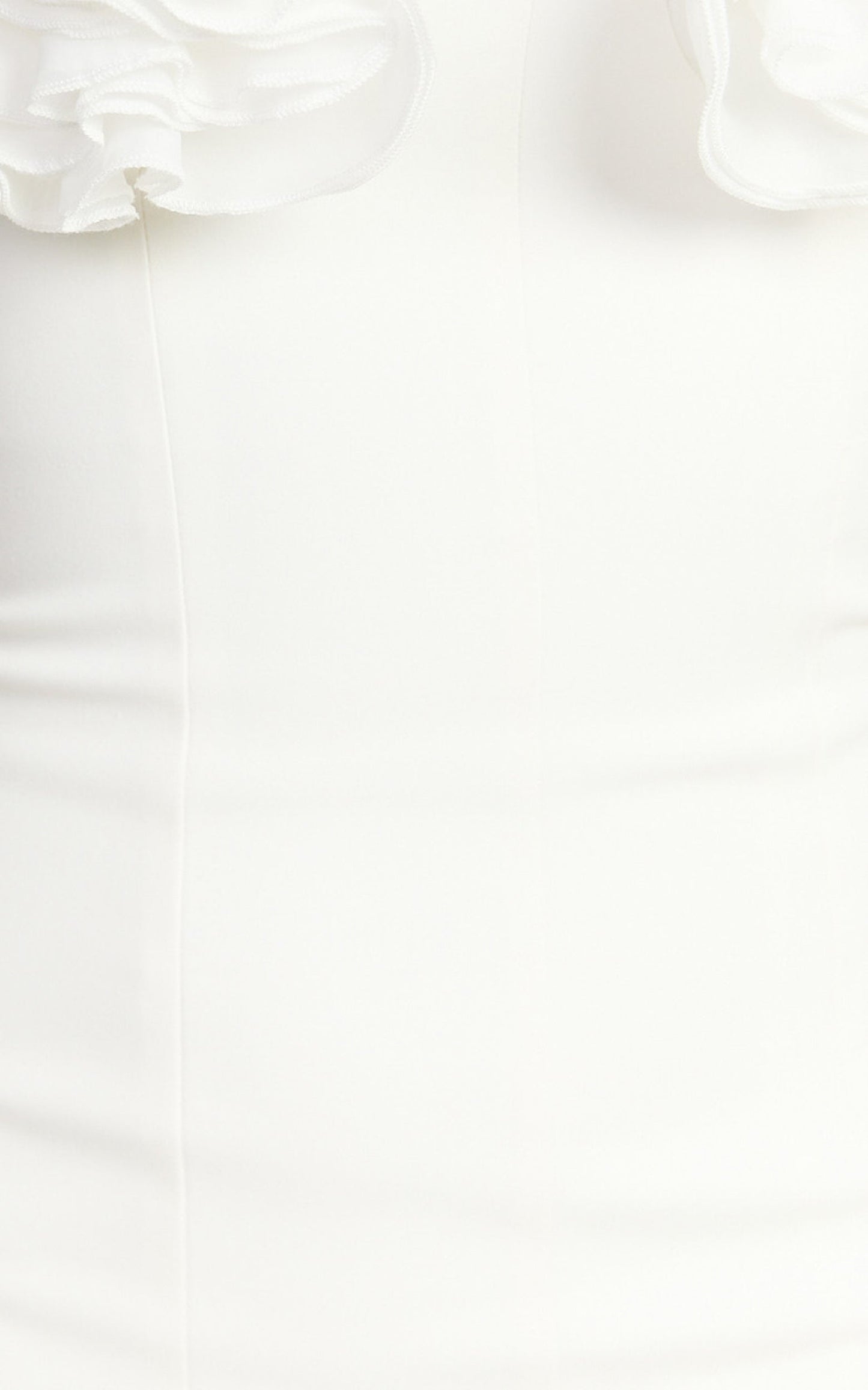 Benji Midi Dress - Ruffle Bodice Fitted Side Split Dress in Off White