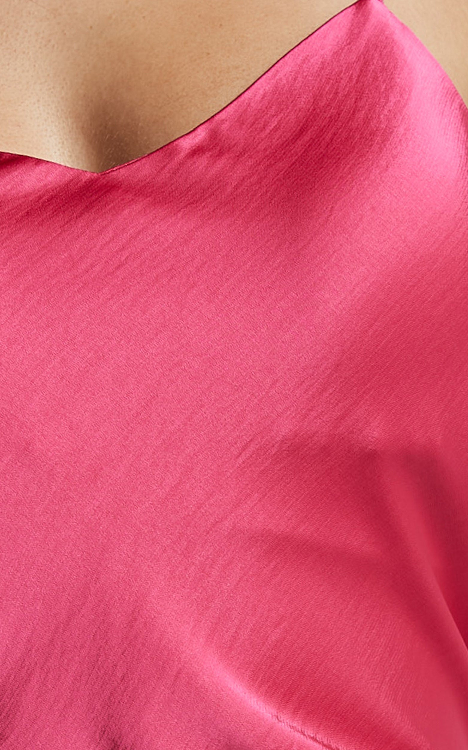 Beryl Top - Strappy V Neck Satin Cami in Pink