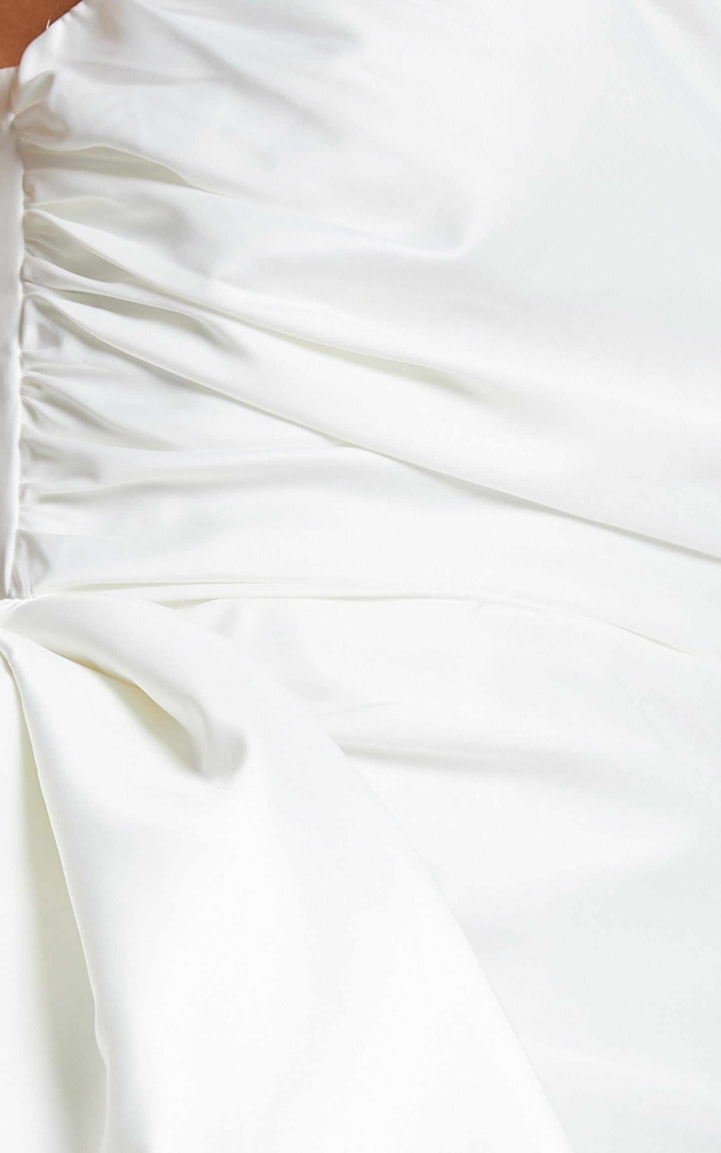 Betty Mini Dress - One Shoulder Side Bow Gathered Dress in White