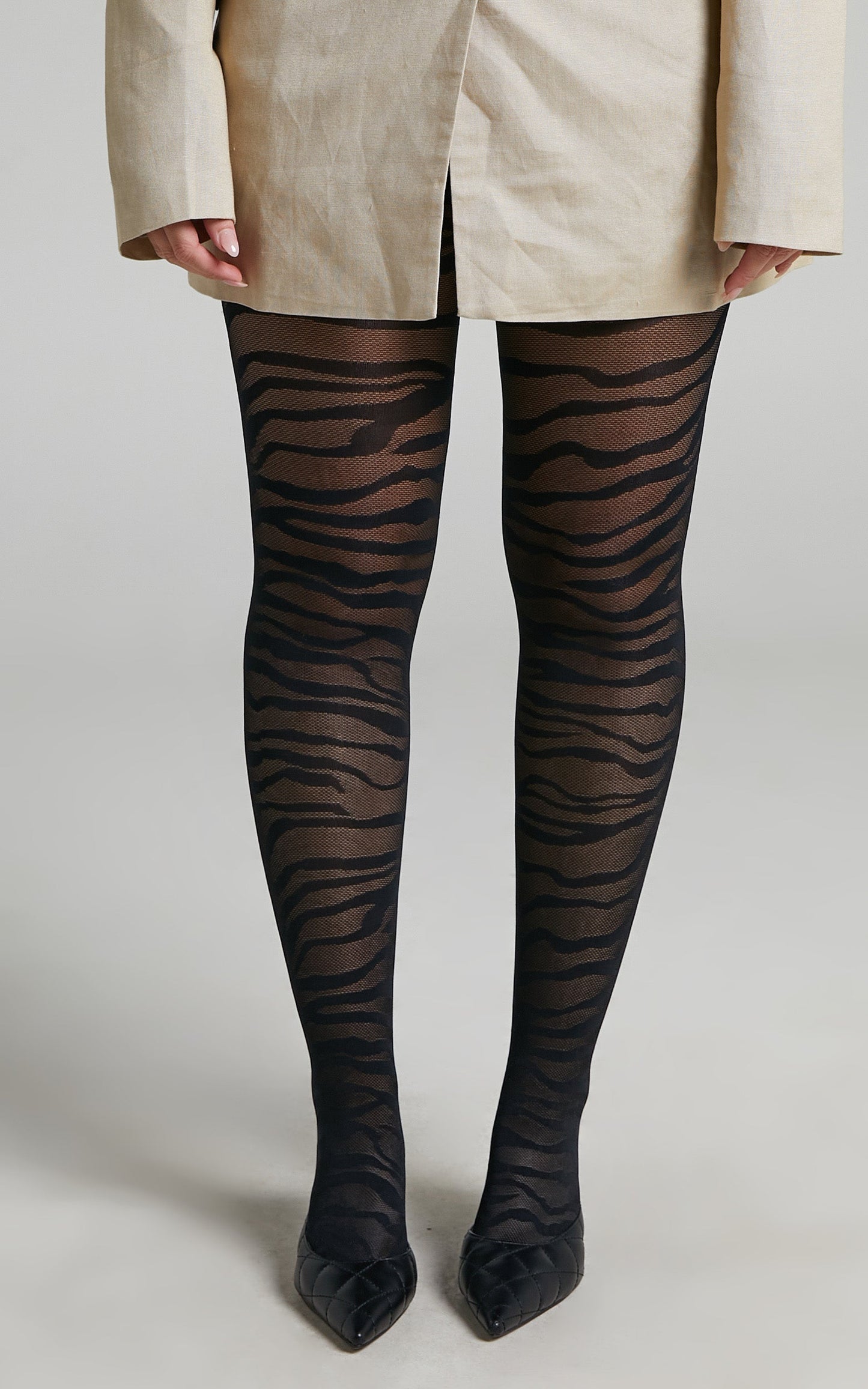 Billee Zebra Print Stockings in Black