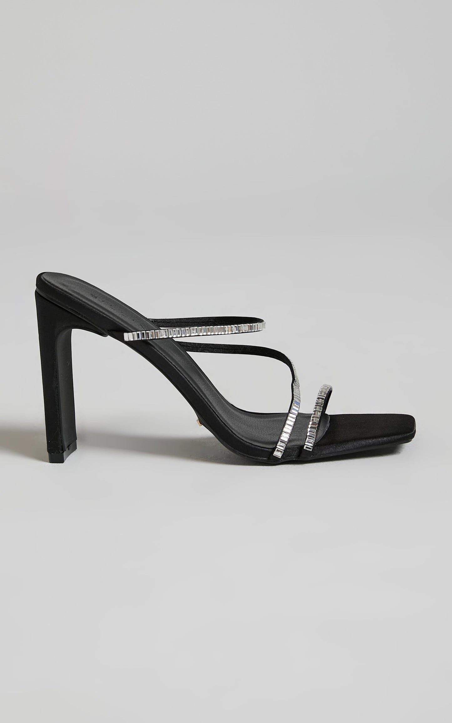 Billini - Tyson Heels in Black Satin Diamante