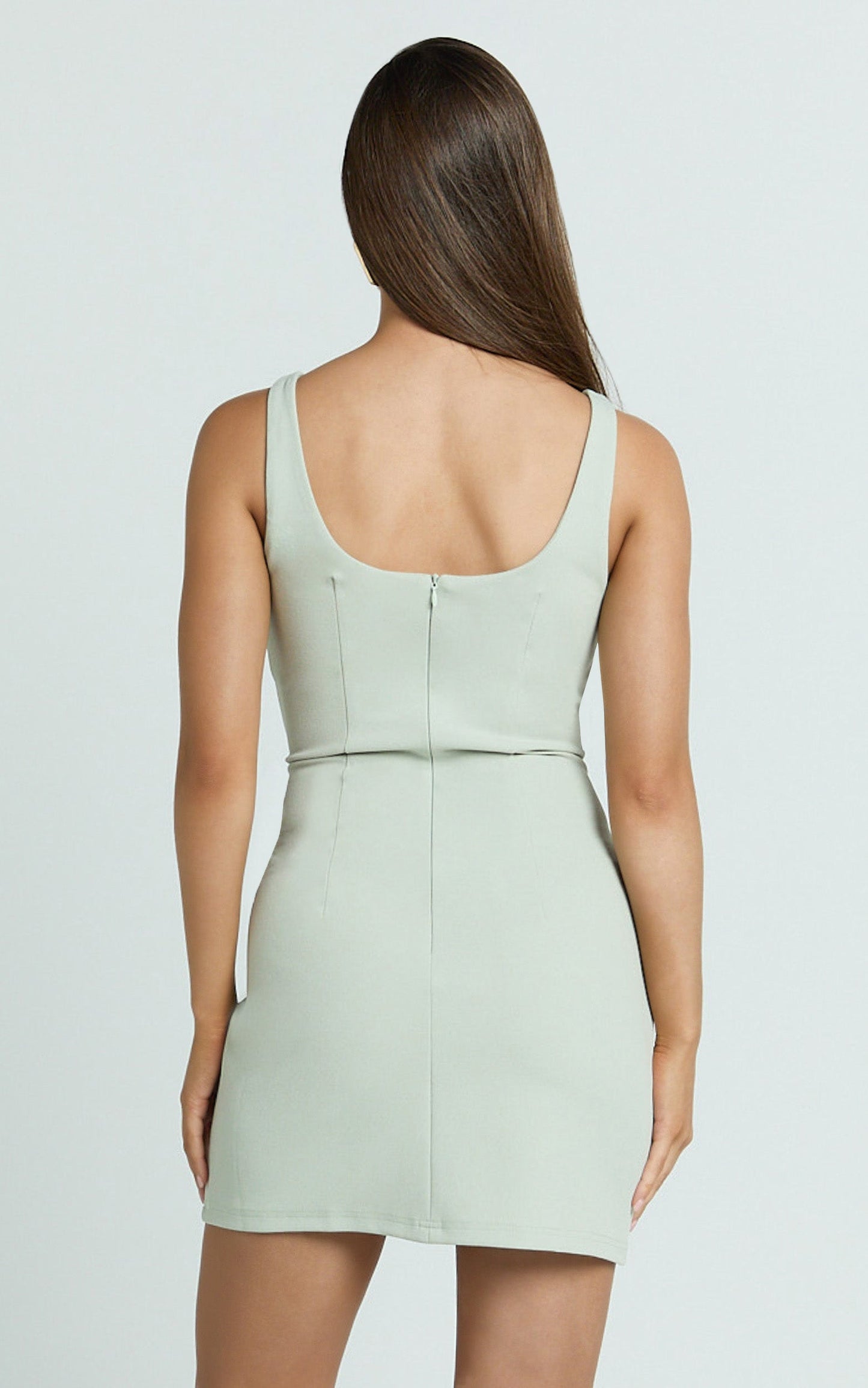 Bindi Boat Neck Bodycon Mini Dress in Sage