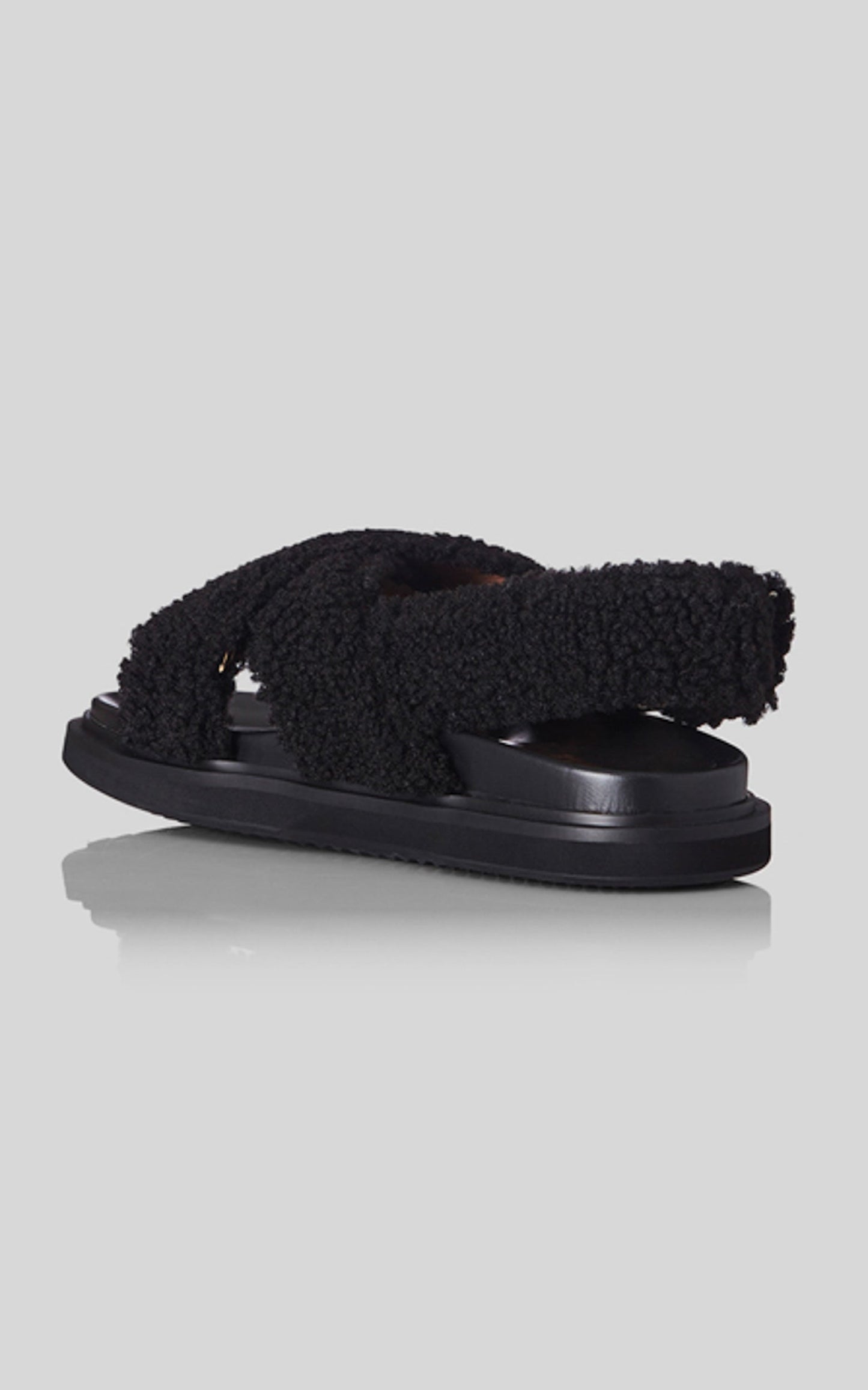 Alias Mae - Birdie Sandals in Black Shearling
