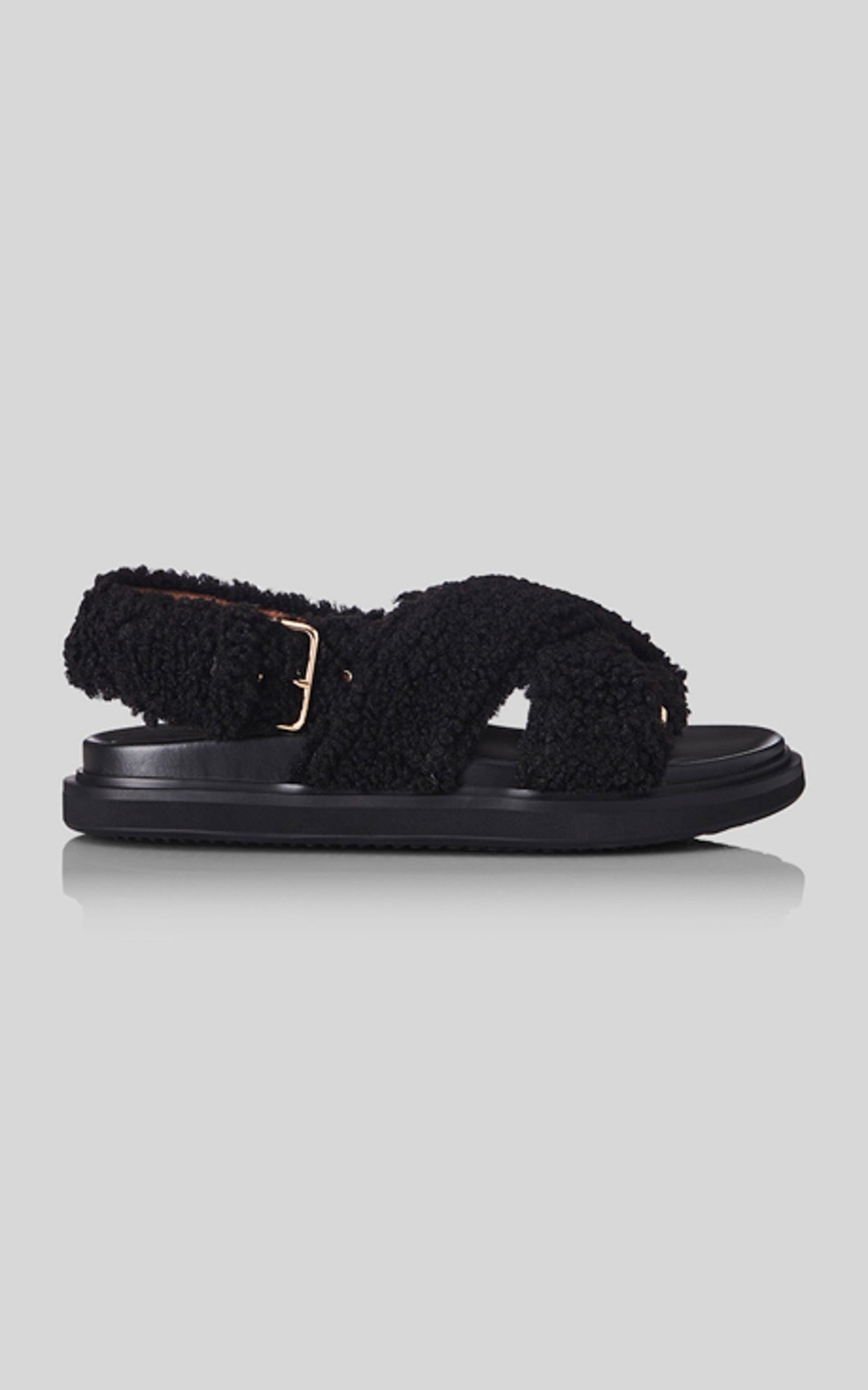 Alias Mae - Birdie Sandals in Black Shearling