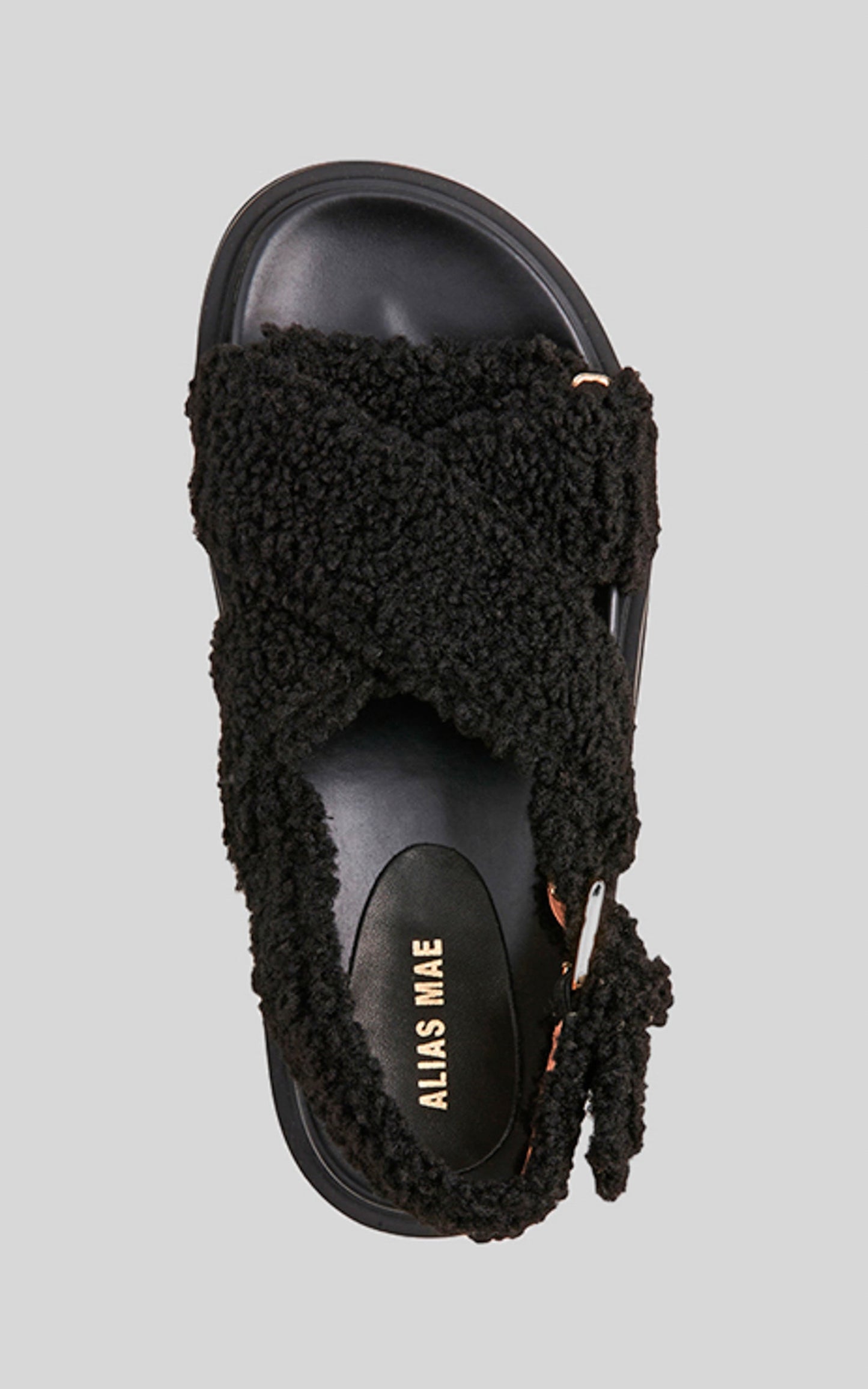 Alias Mae - Birdie Sandals in Black Shearling
