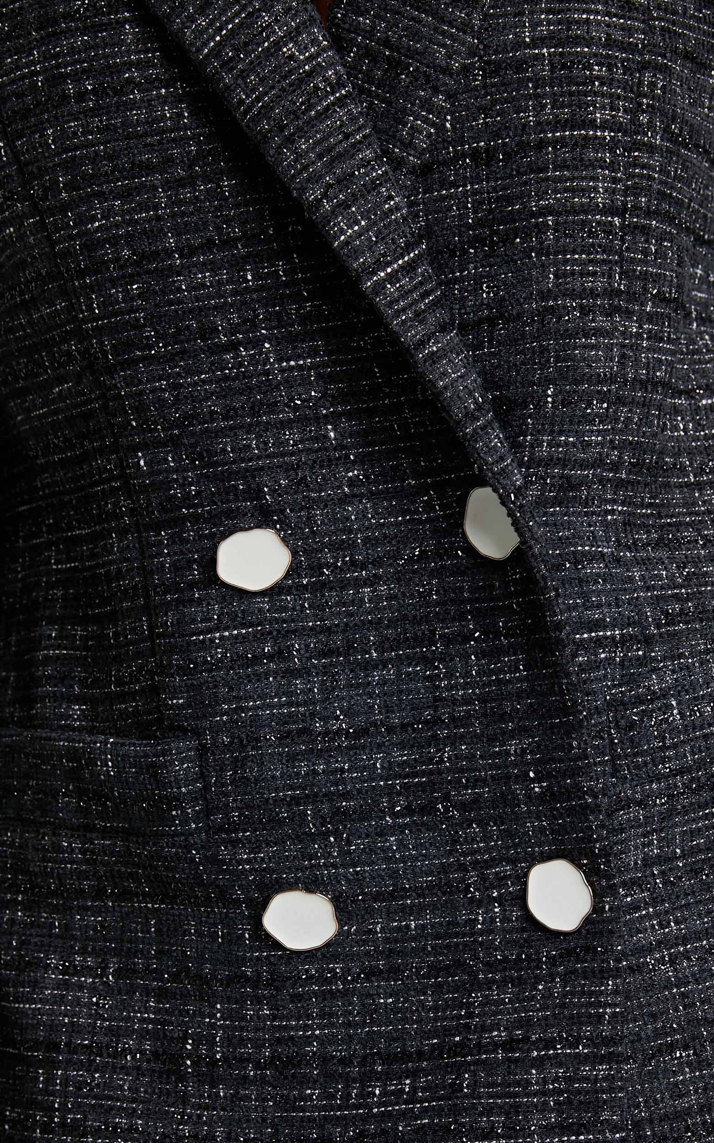 Bjorn Mini Dress - Double Breasted Boucle Tweed Blazer Dress in Black