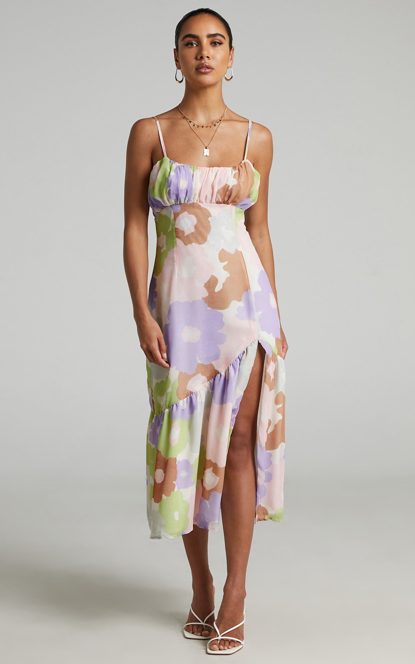 Blairelle Rouched Bust midi Dress in Lumiere Floral