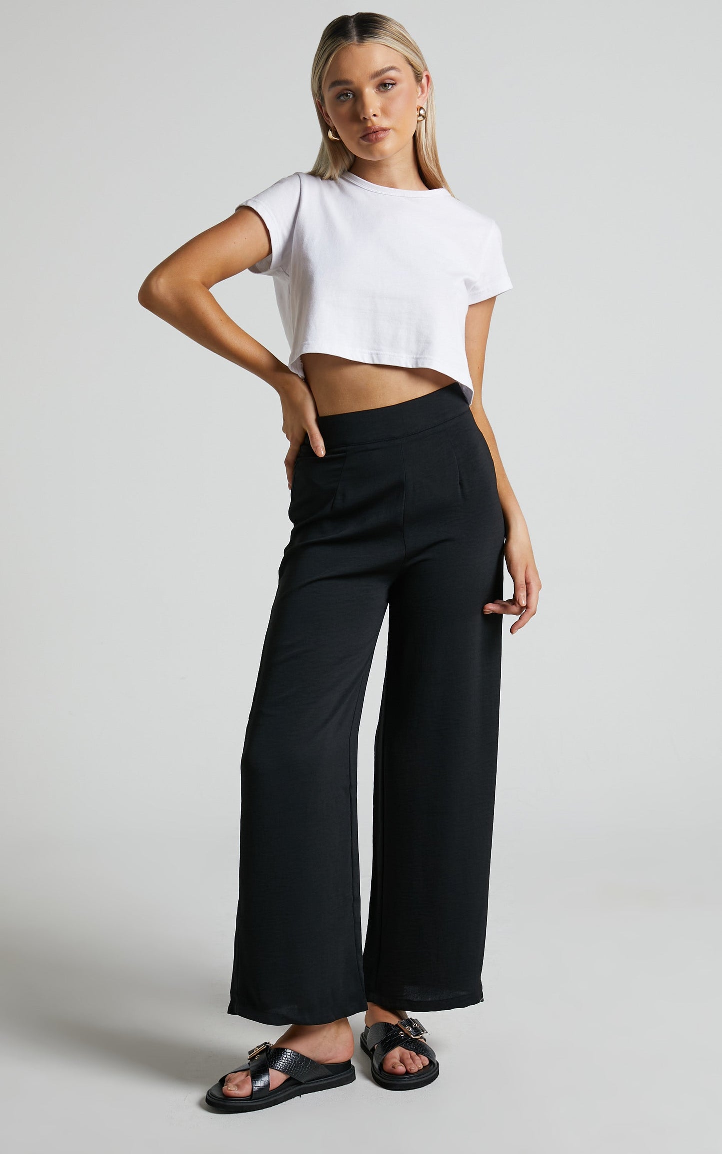 Blake Pants - Culotte Wide Leg Pants in Black