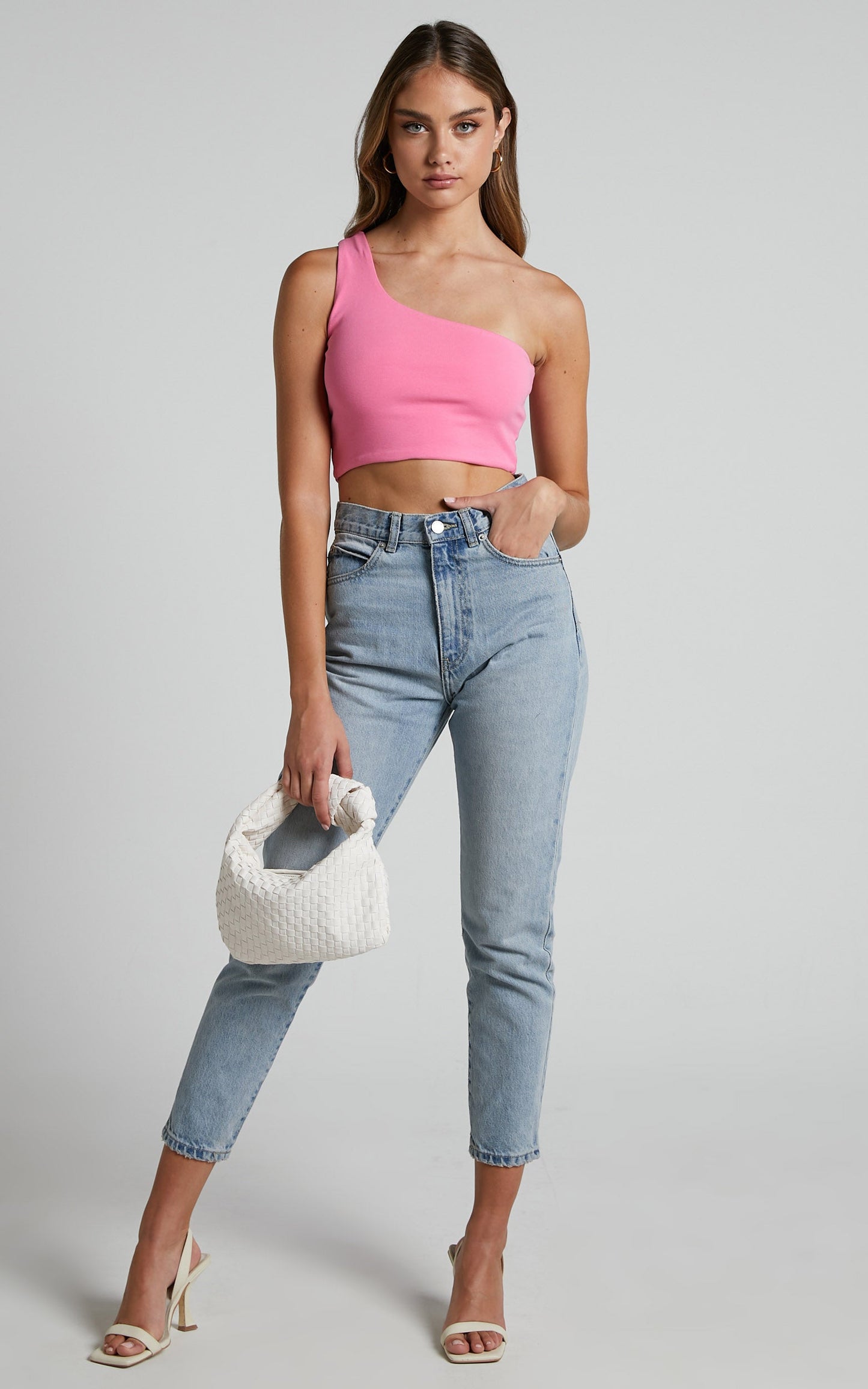 Bonny Top - One Shoulder Crop Top in Pink
