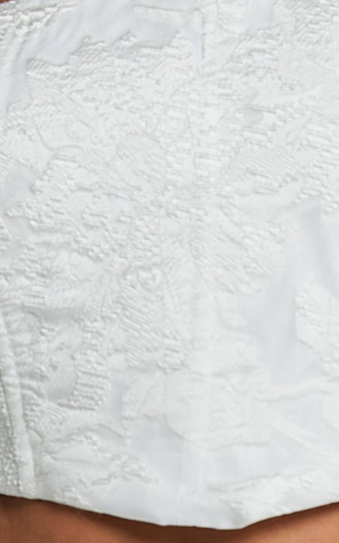 Brailey Mini Skirt - Split Jacquard Skirt in White