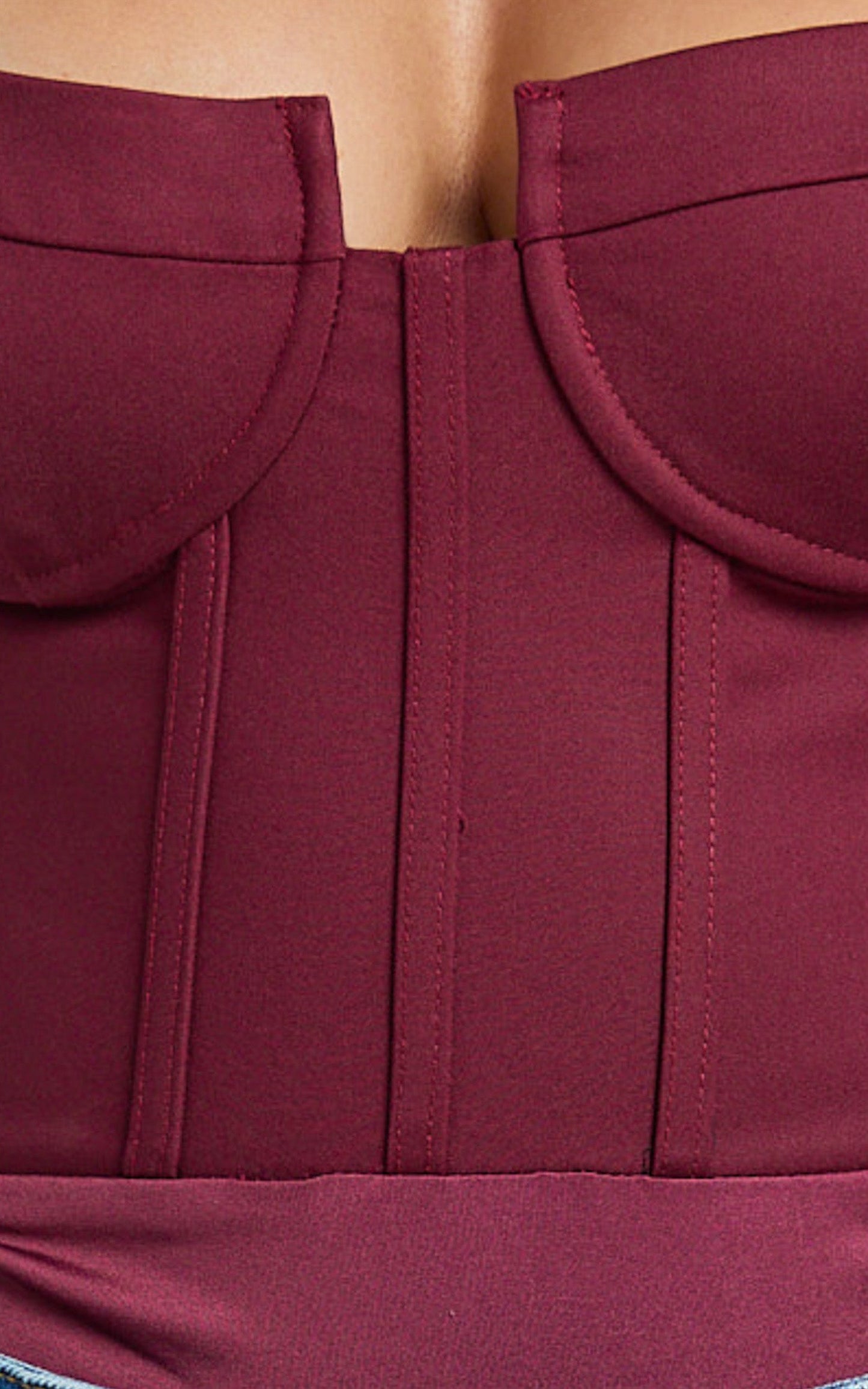 Brigitte Bodysuit - Sweetheart Paneled Bodysuit in Wine