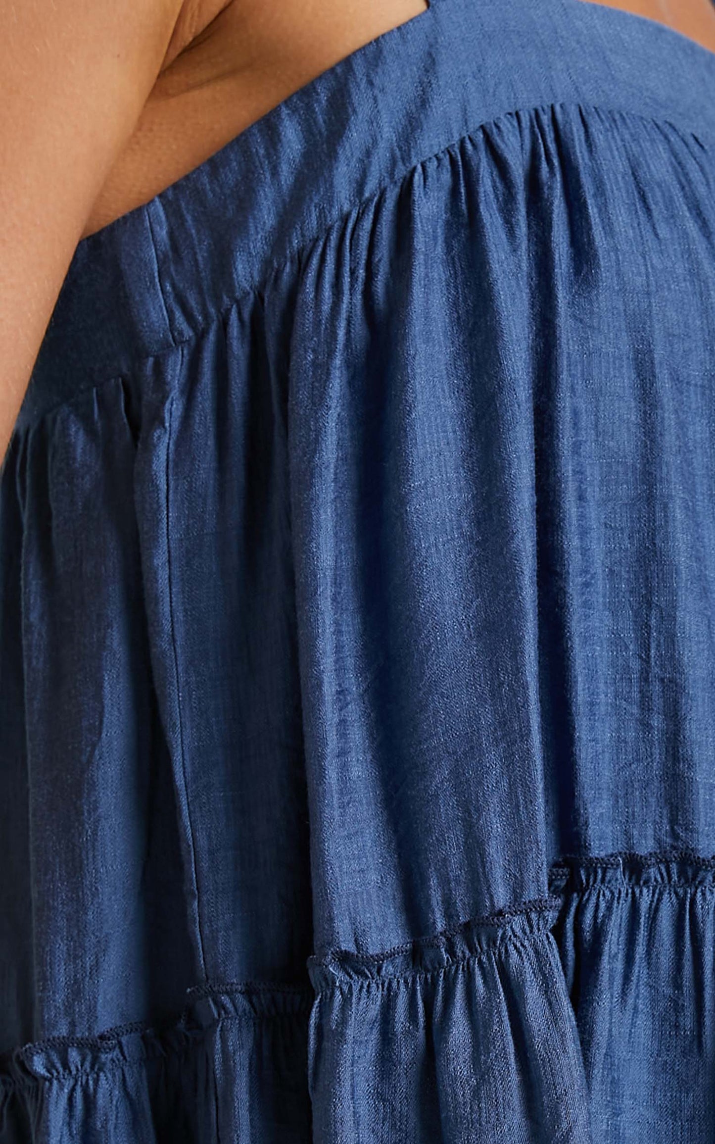 Brookie Mini Dress - Tiered Dress in Dark Blue
