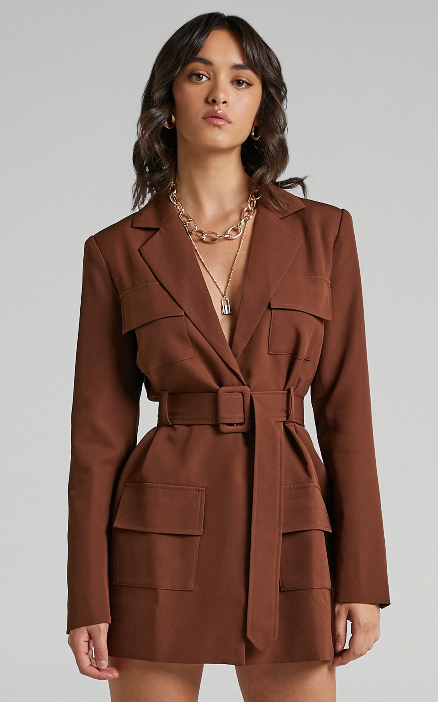 Lioness - Steinway Mini Blazer Dress in Brown