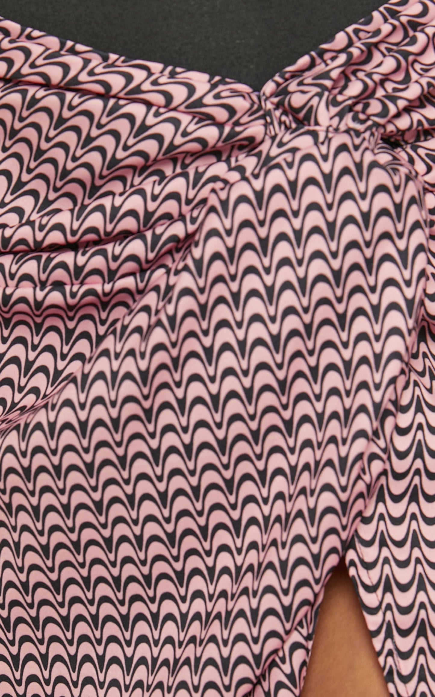 Brunita Midi Skirt - Twist Front Skirt in Pink Wave