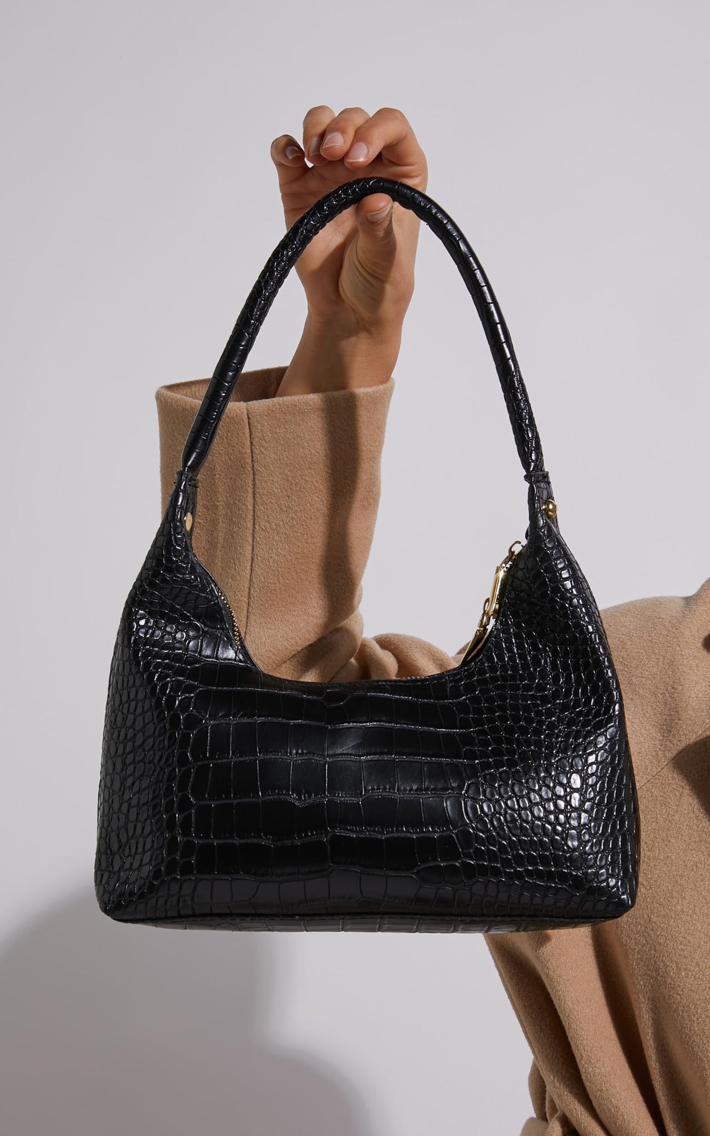 Brunswick Shoulder Bag in Black Croc
