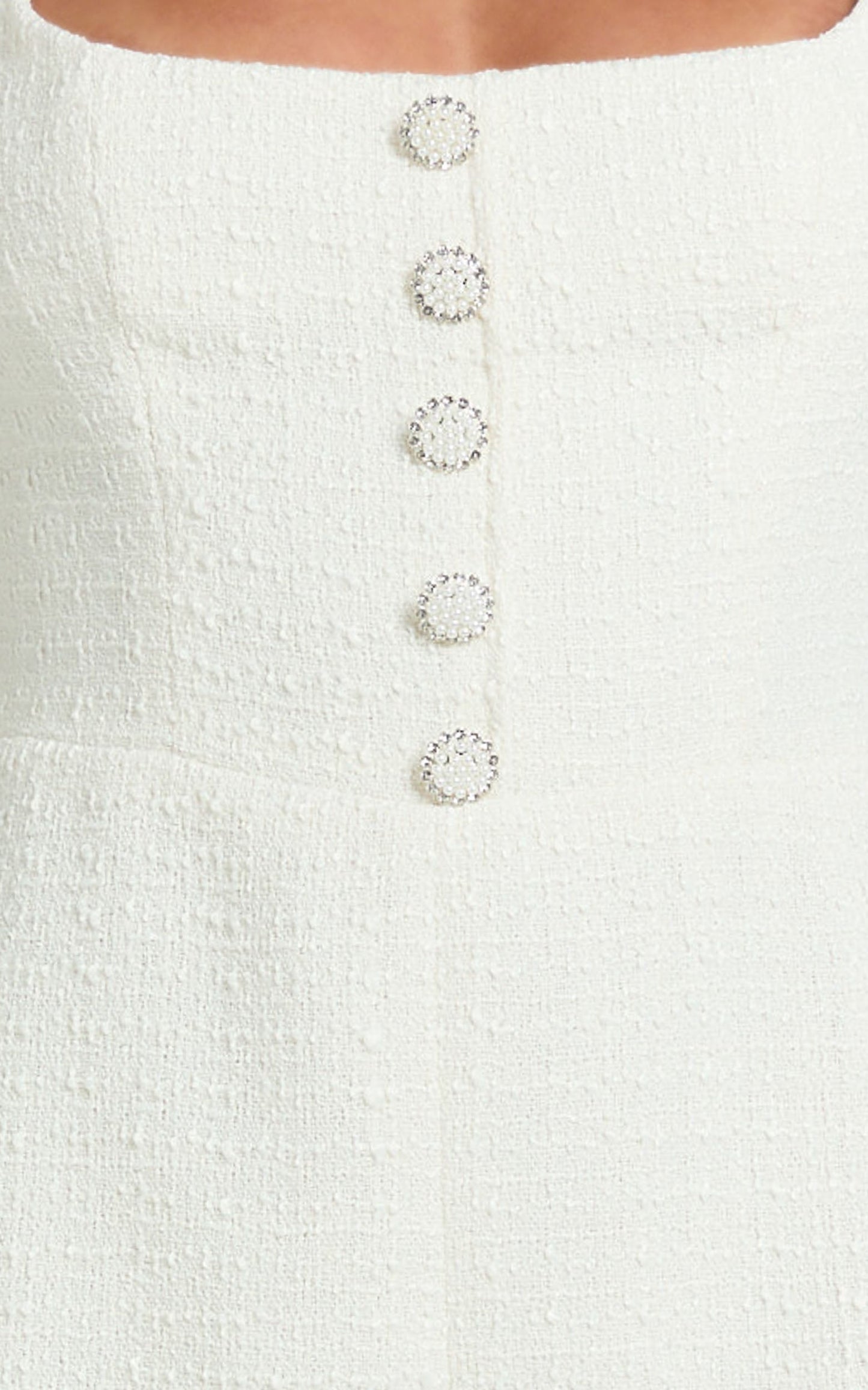 Brylee Playsuit - Scoop Neck Boucle Button Down Playsuit in Cream