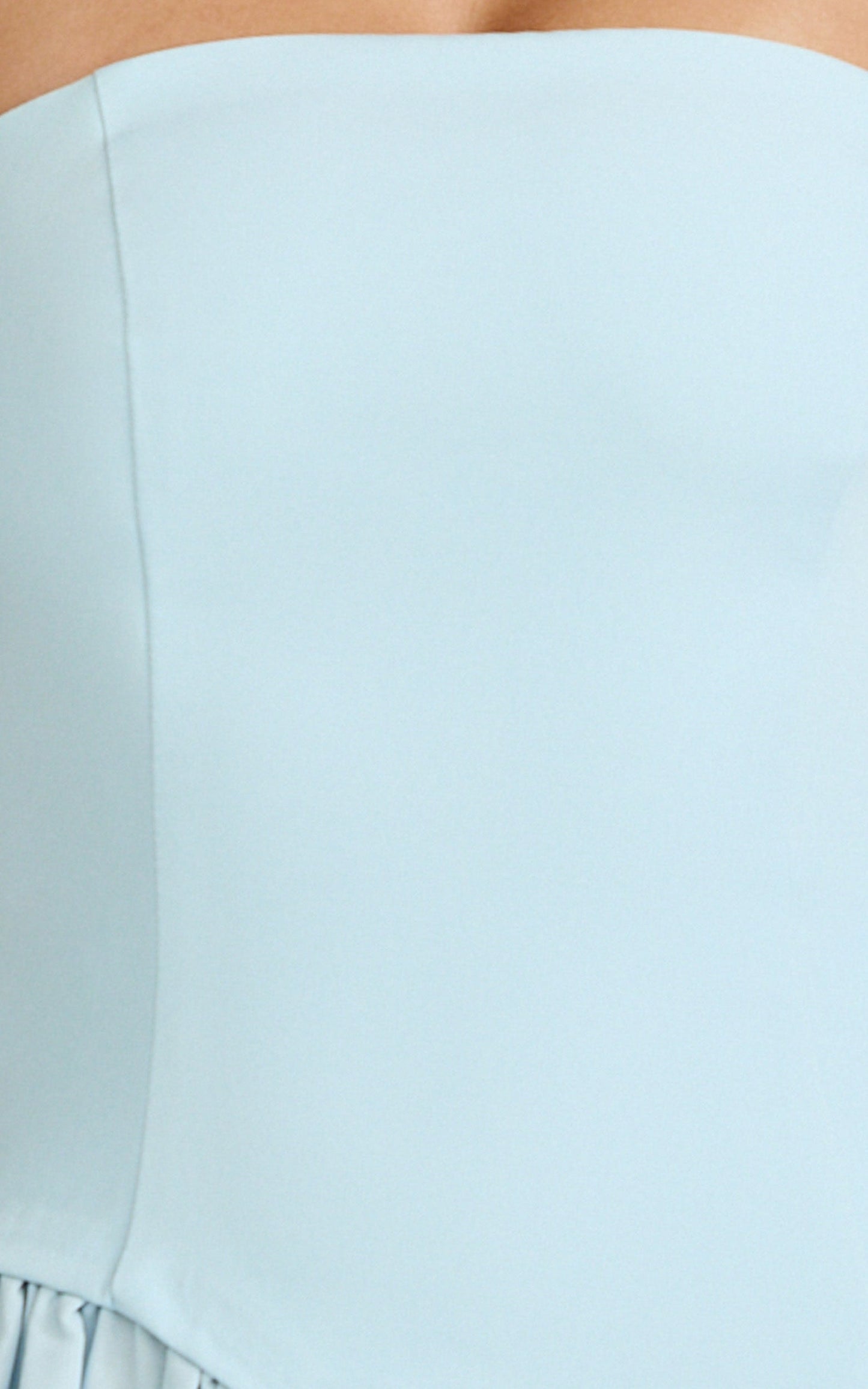 Calla Mini Dress - Strapless Gathered Asymmetric Dropped Waist Dress in Light Blue
