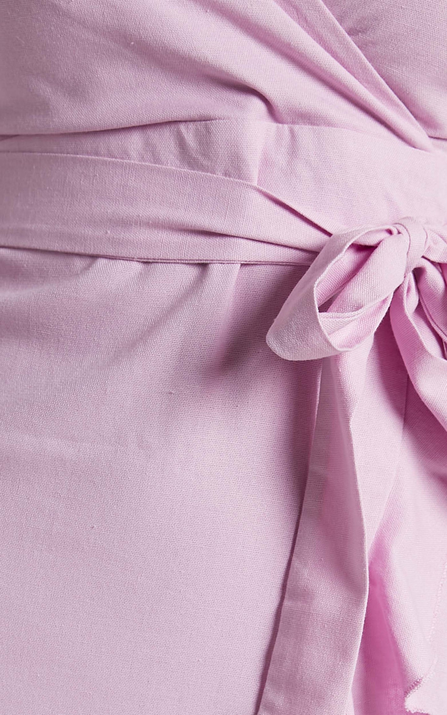 Cant Move On Off Shoulder Mini Linen Blend Dress in Lilac Linen Look