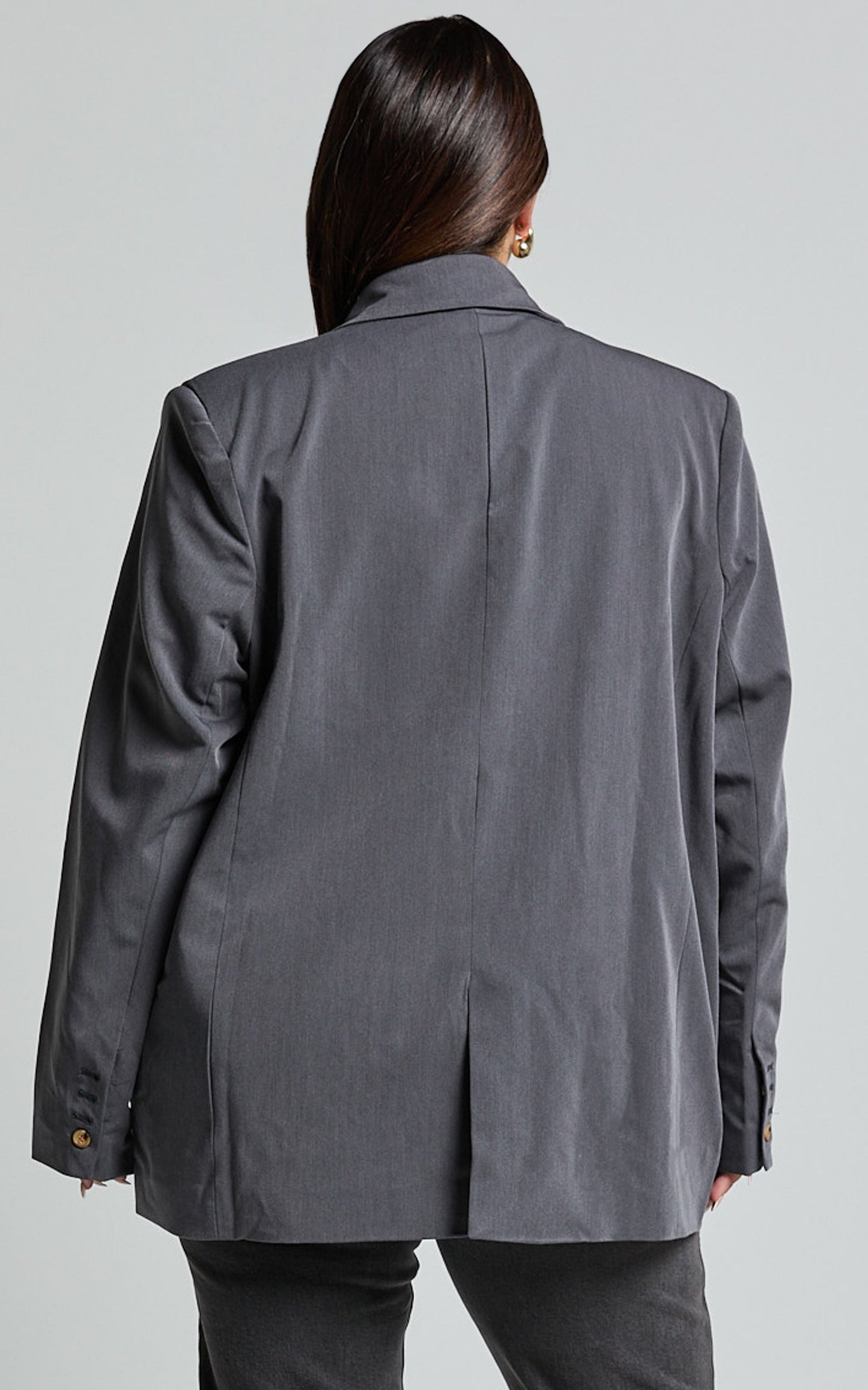 Caralina Blazer - Oversized Single Breasted Blazer in Charcoal