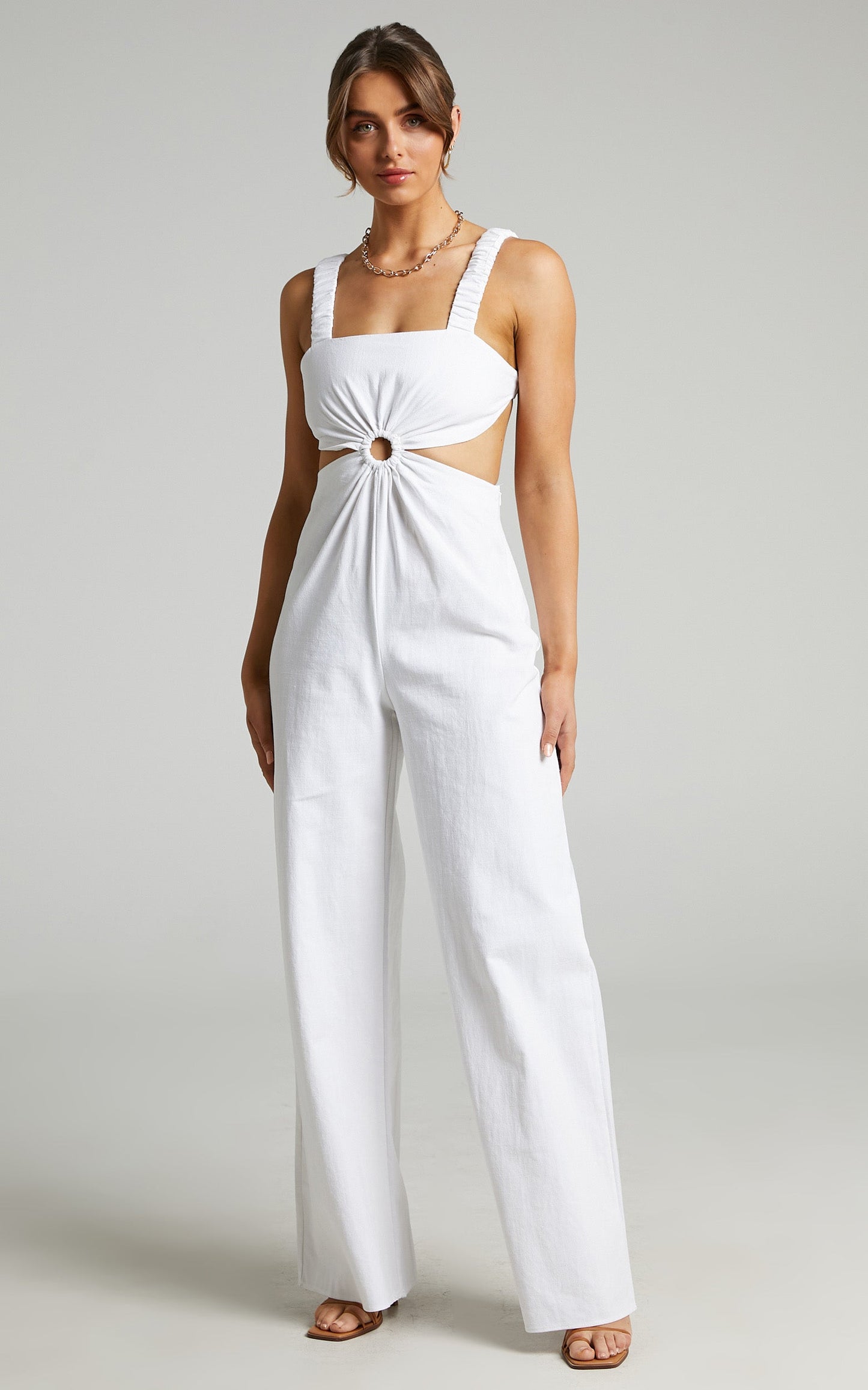 Cardilyn Jumpsuit with Ring at Waist in White