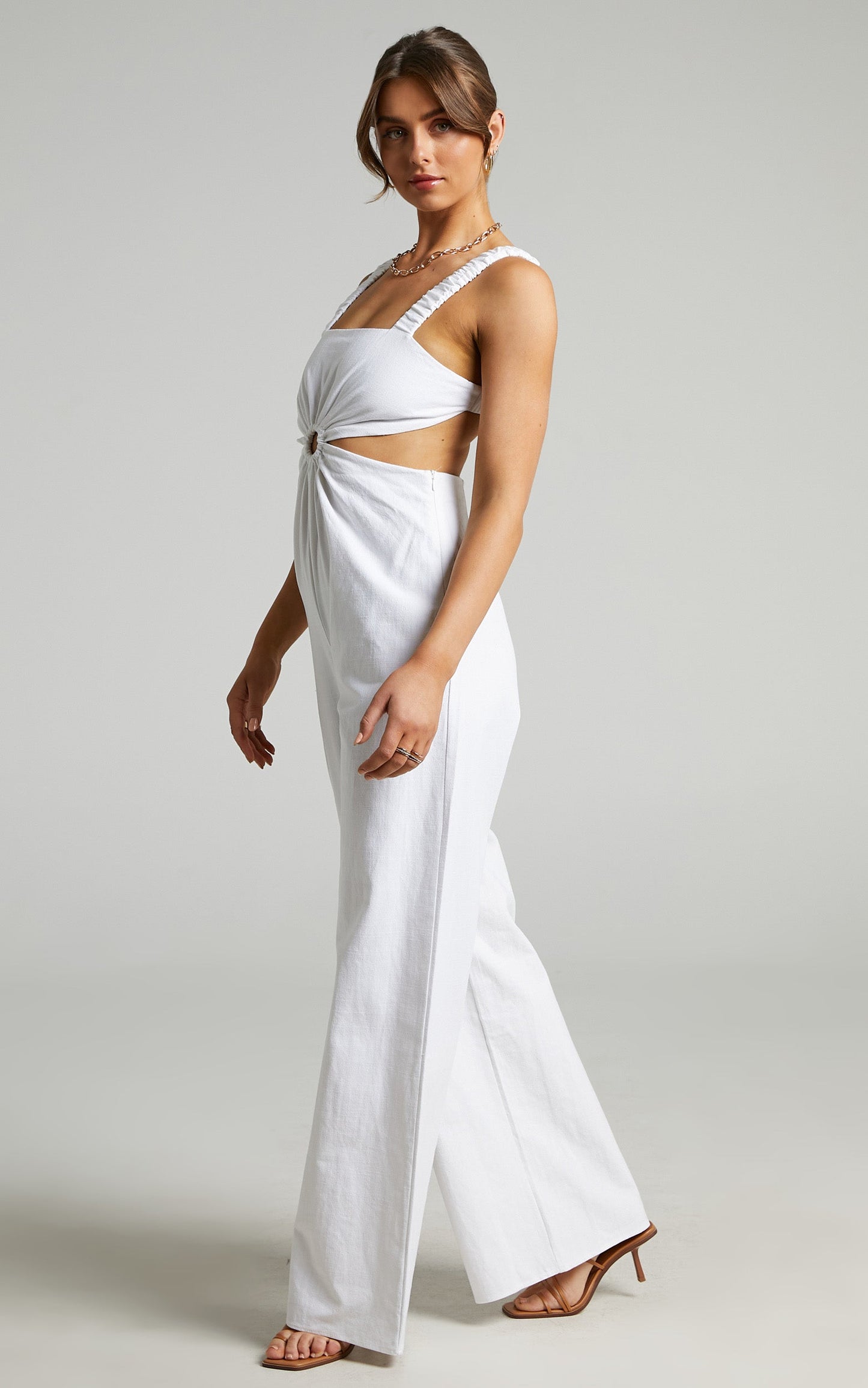 Cardilyn Jumpsuit with Ring at Waist in White