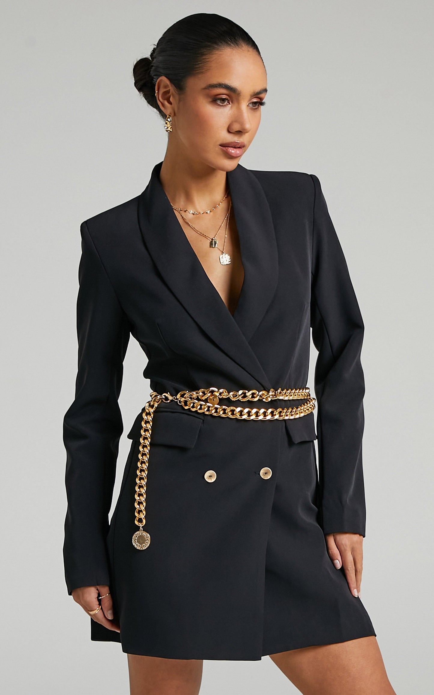 Carina Long Sleeve Blazer Dress in Black