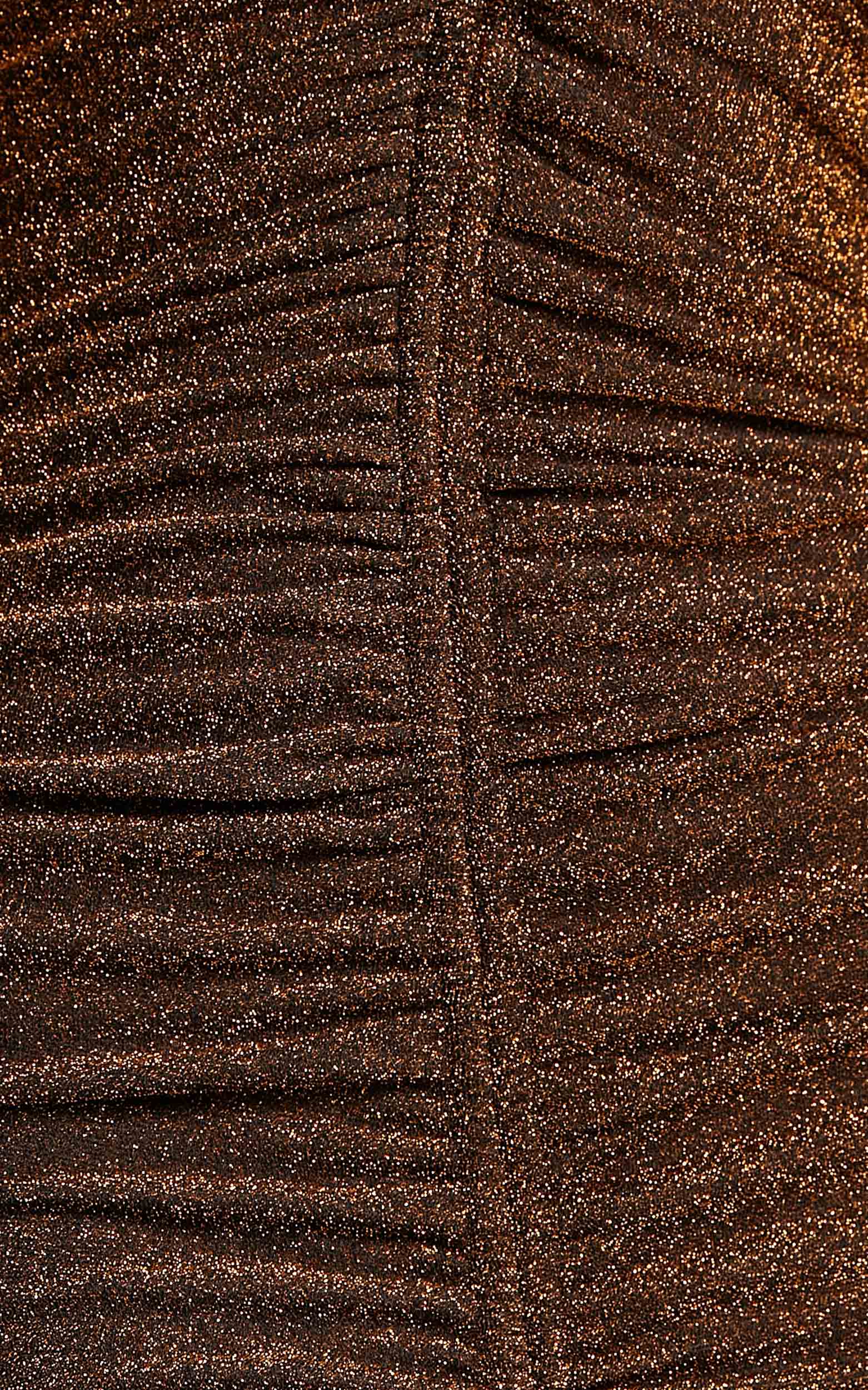 Carissa Ruched Mini Dress in Copper Lurex