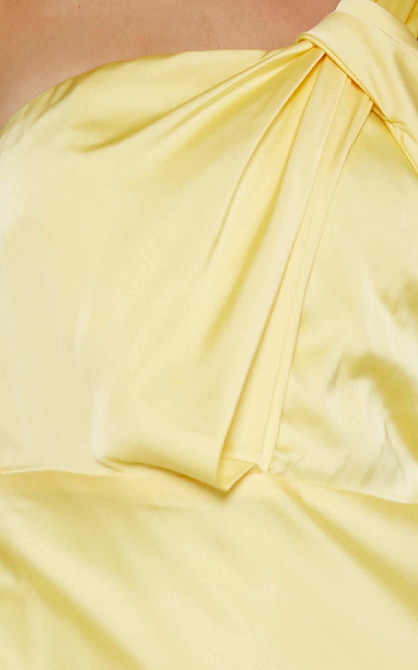 Carmella Midi Dress - One Shoulder Twist Detail Dress in Butter Yellow