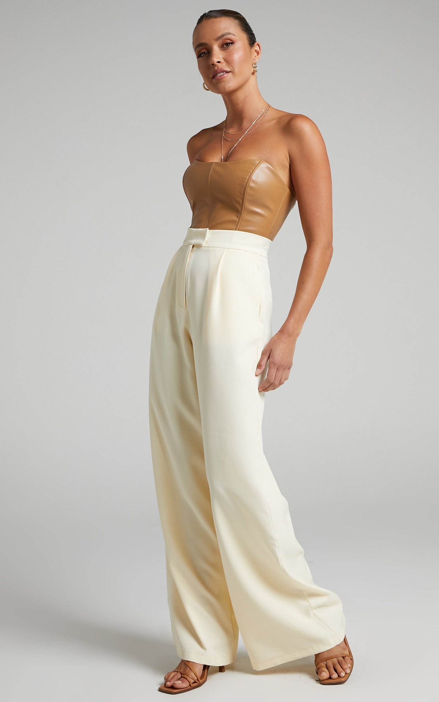 Caroline Pants - High Waisted Tailored Pants in Off White