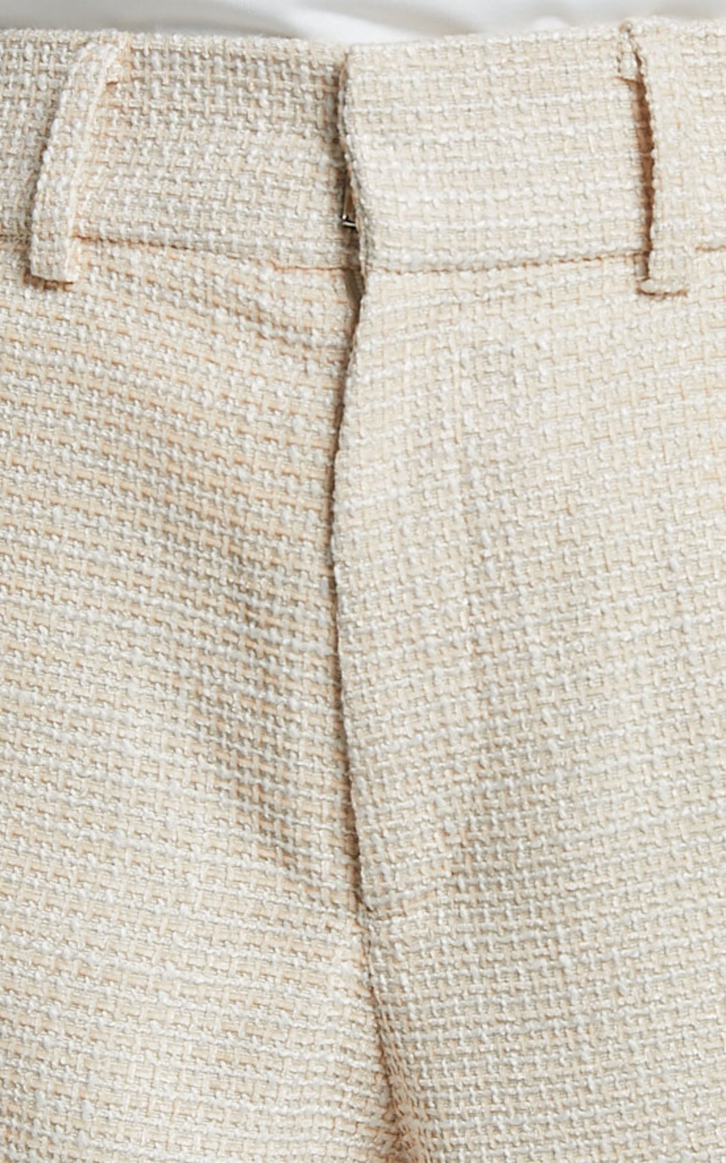 Carrie Shorts - High Waisted Tailored Tweed Shorts in Beige