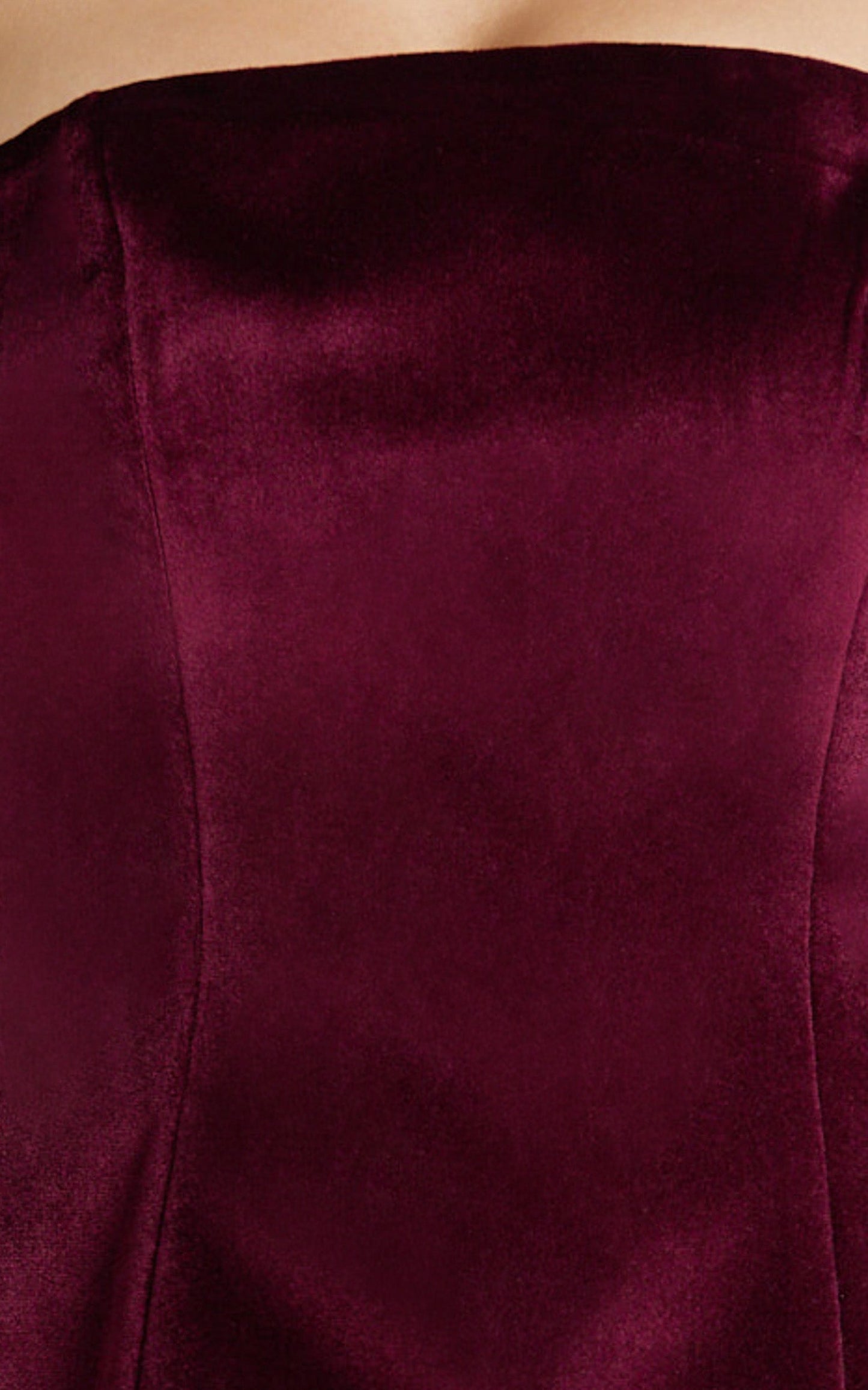 Cartia Mini Dress - Velvet Strapless Fit And Flare Dress in Wine