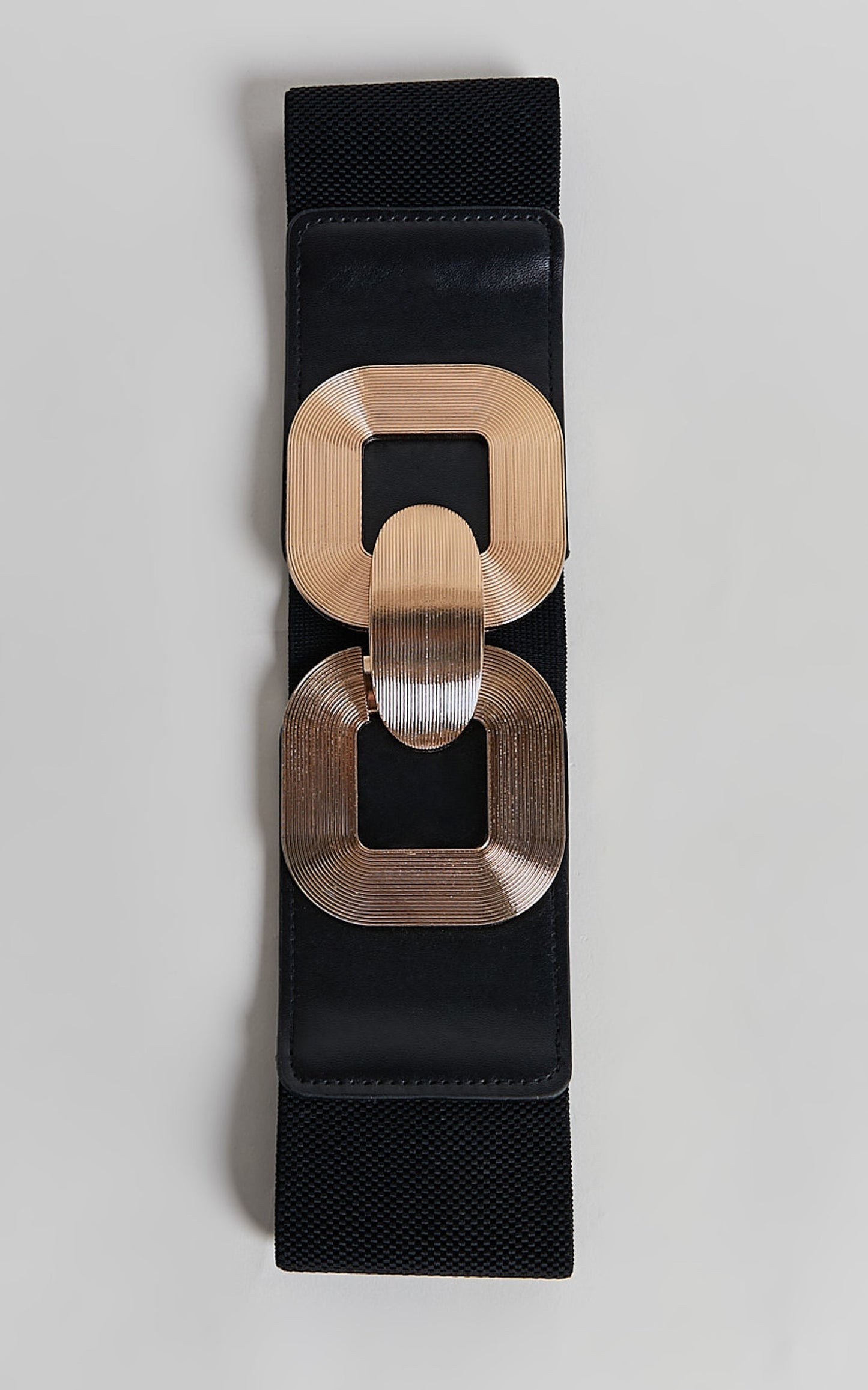 Cassia Belt - Gold Buckle Detail Waist Belt in Black & Gold