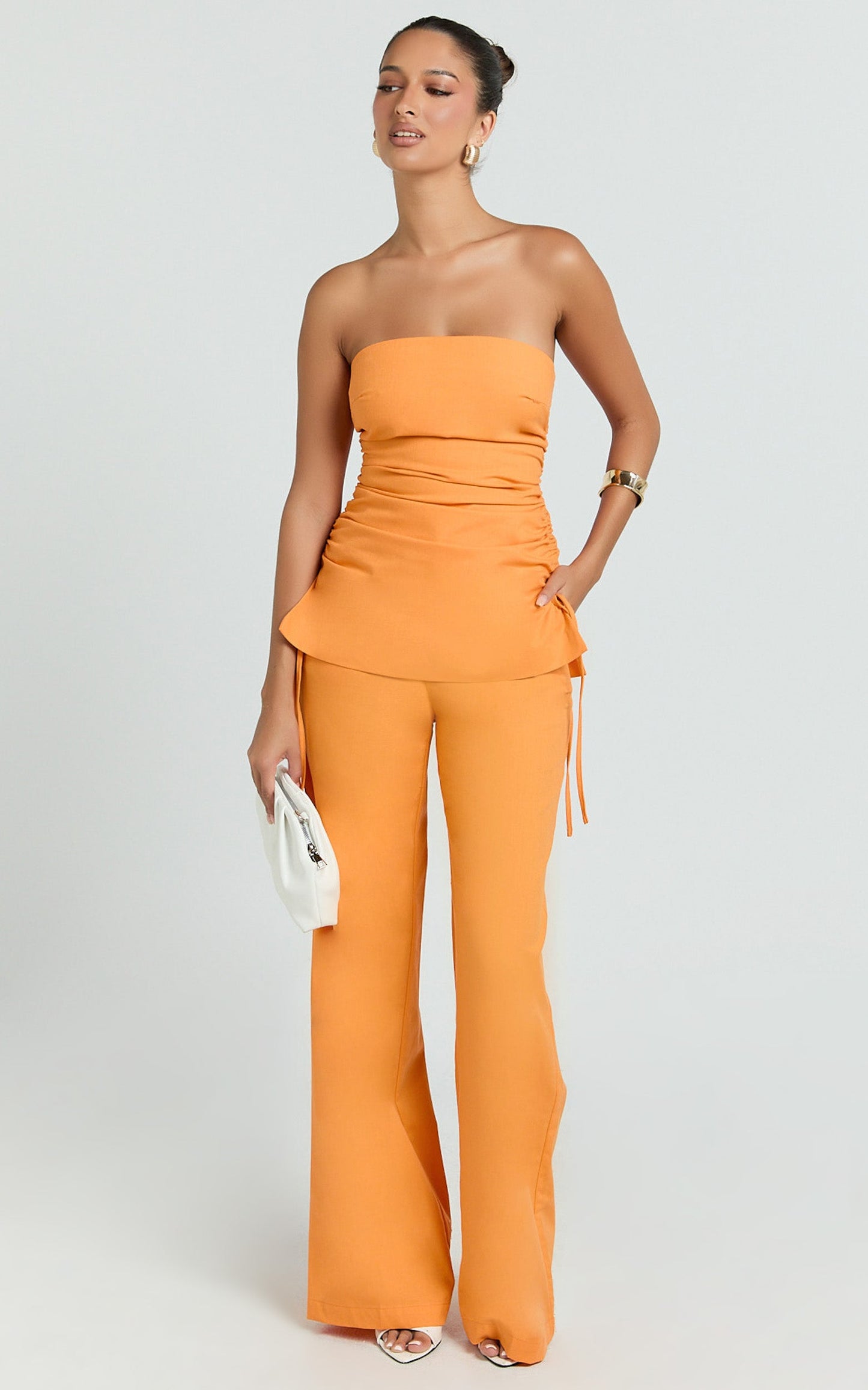 Cassia Two Piece Top and Pants Set - Strapless Top And Pants in Sherbet