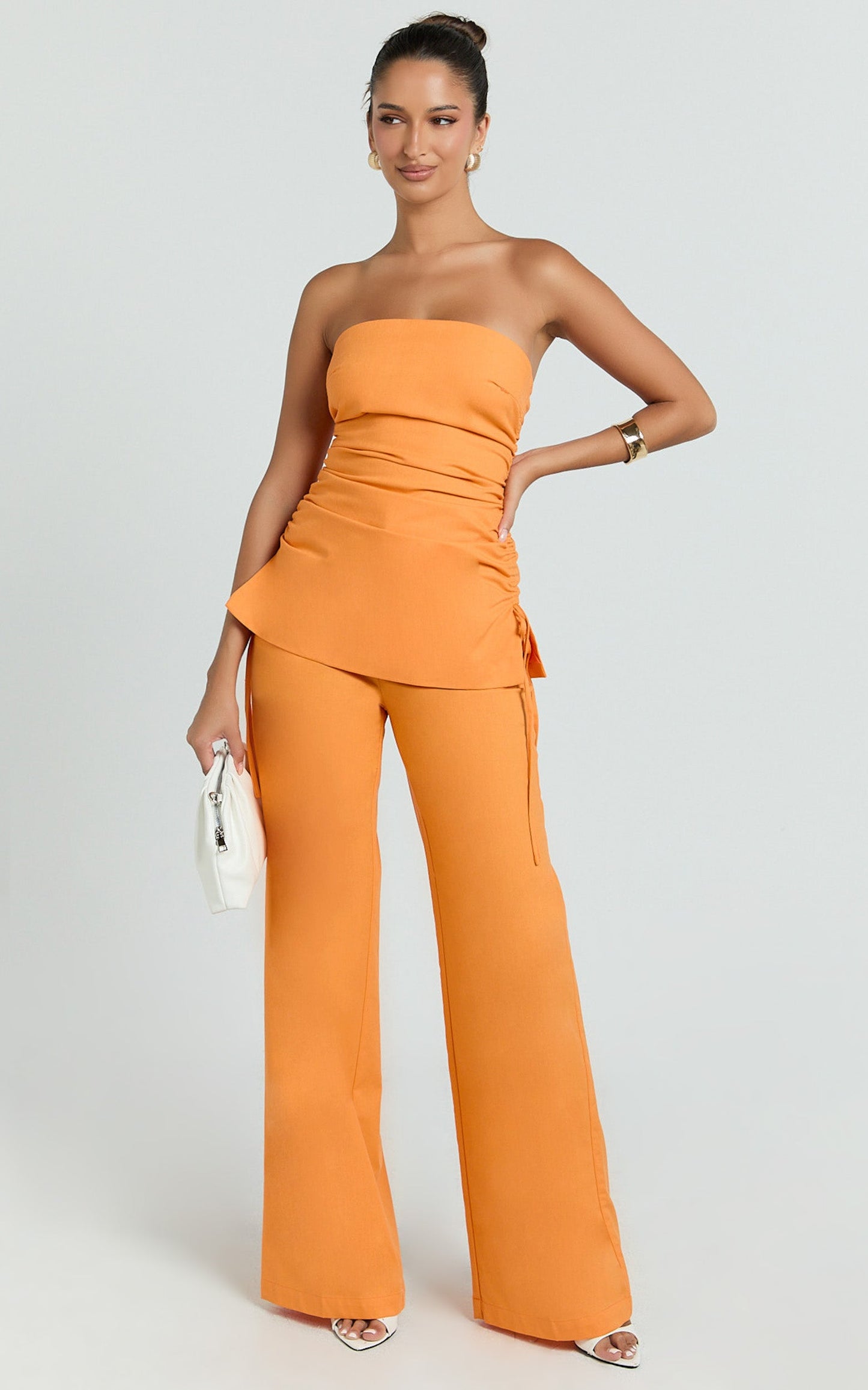 Cassia Two Piece Top and Pants Set - Strapless Top And Pants in Sherbet