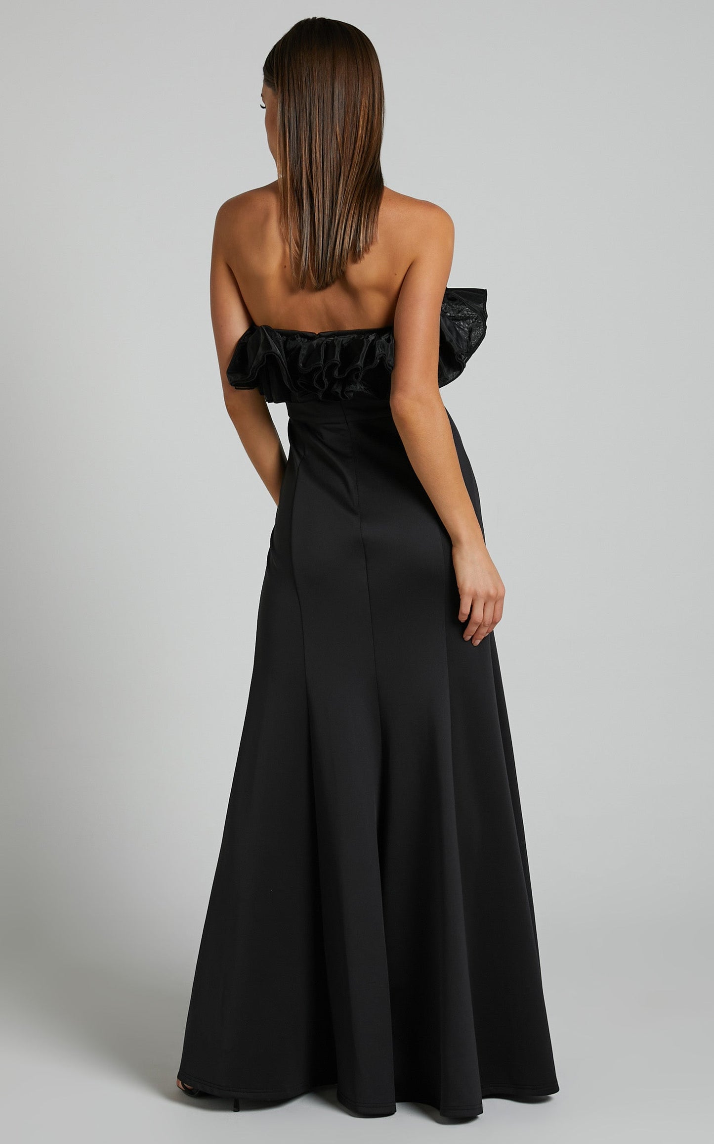 Cassius Gown - Off Shoulder Ruffle Ball Gown Dress in Black