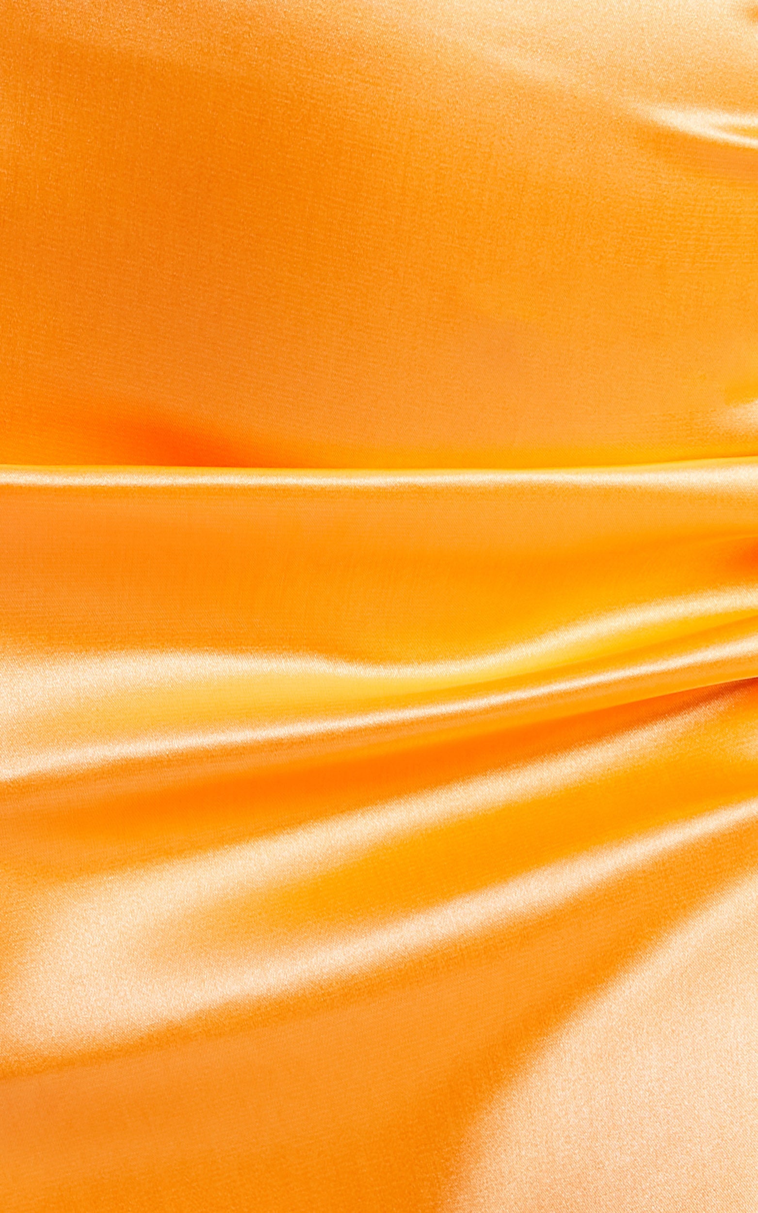 Cathy Two Piece Top and Skirt Set - Two Piece Set with Ruched Skirt in Orange Satin