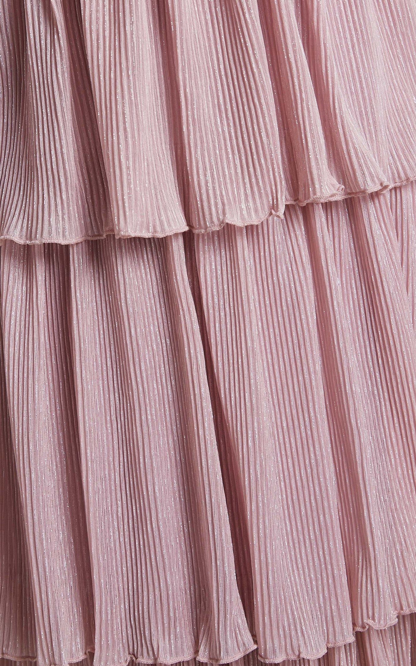 Cayla Midi Dress - V Neck Wrap Tiered Sheer Dress in Pink