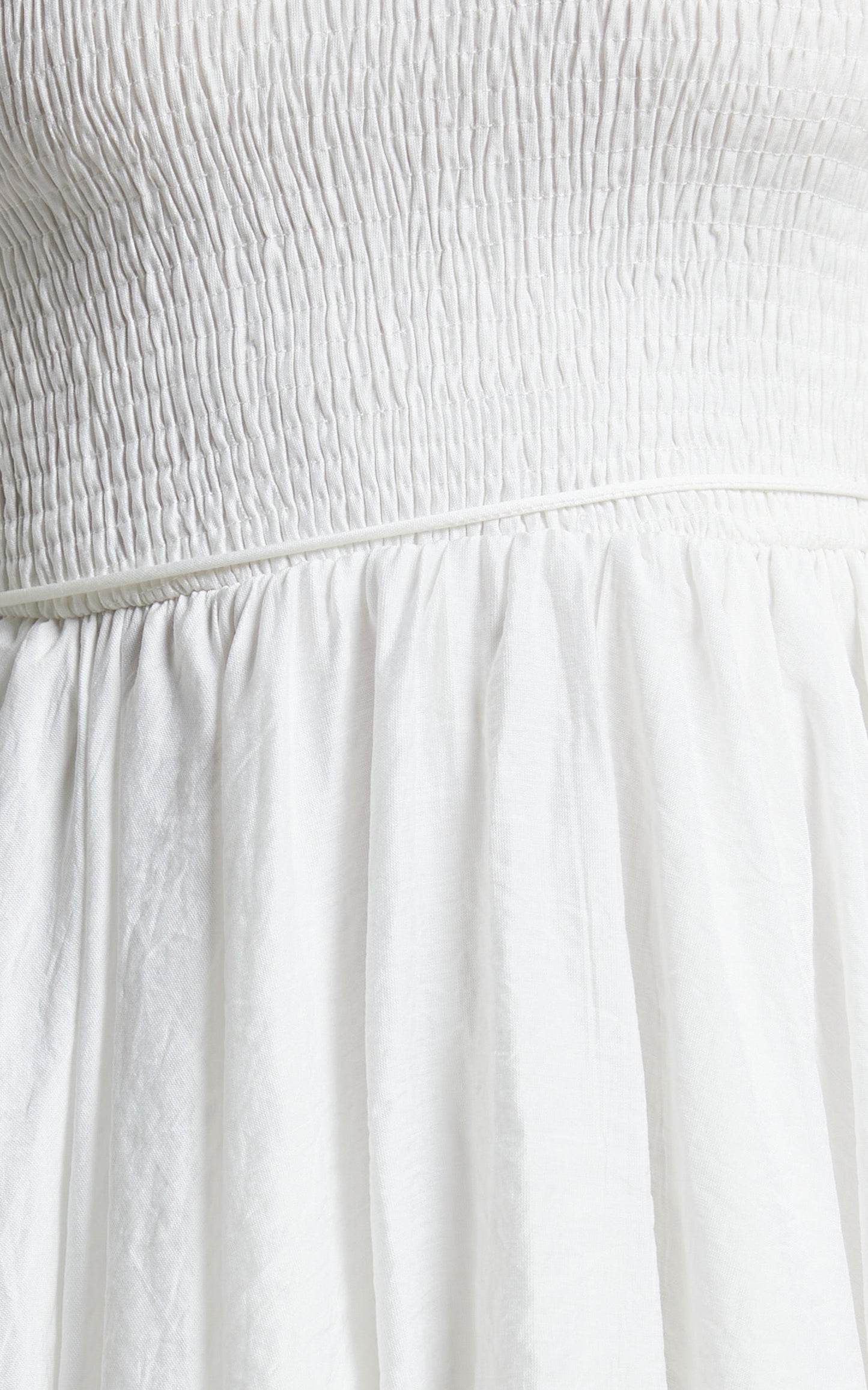 Cedlla Mini Dress - Puff Sleeve Textured Dress in White