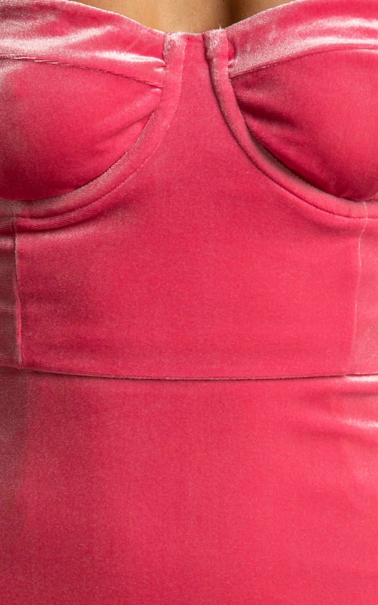 Cerena Midi Dress - Strapless Bustier Dress in Bubblegum Pink