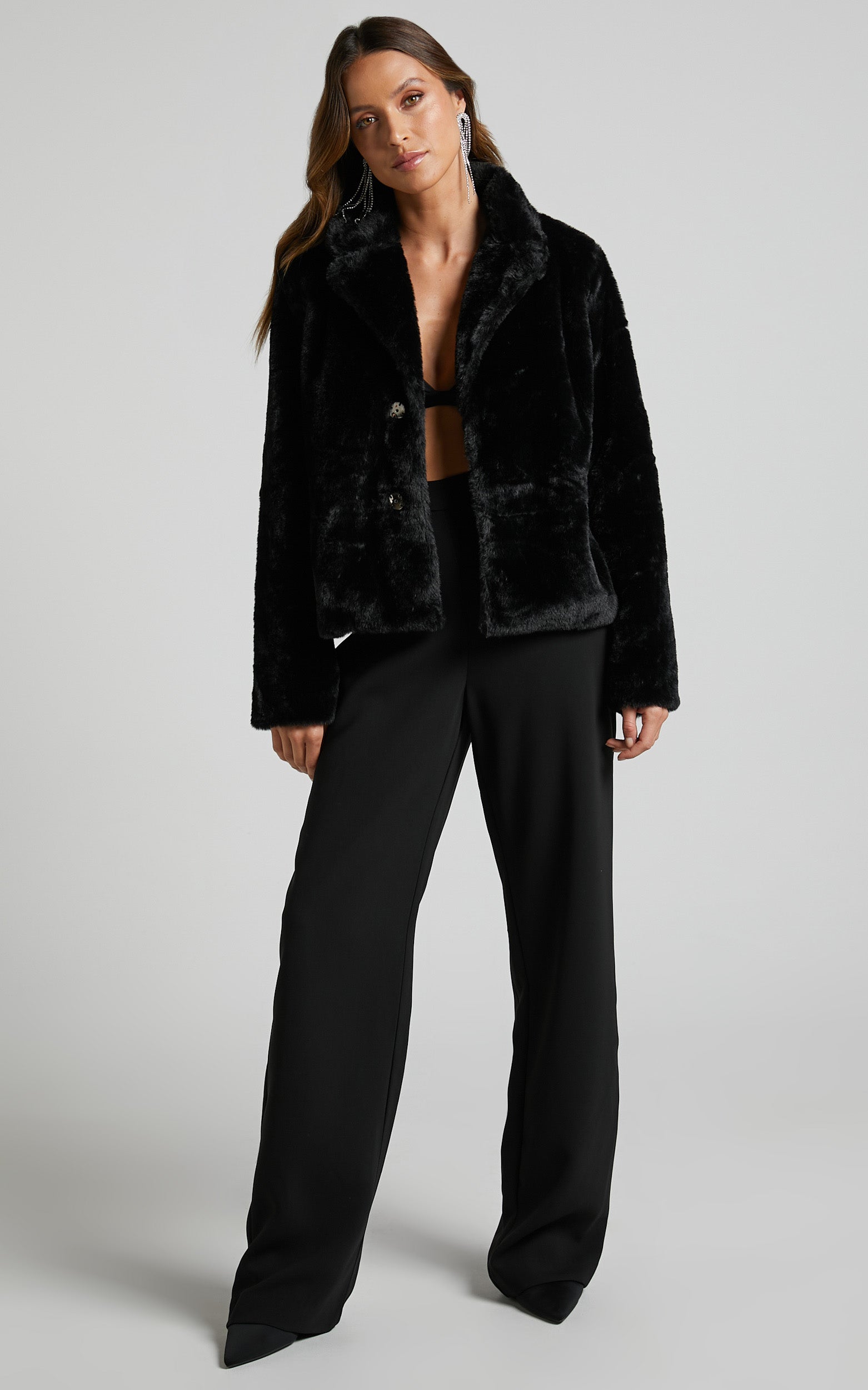 Cezziah Jacket - Faux Fur Jacket in Black