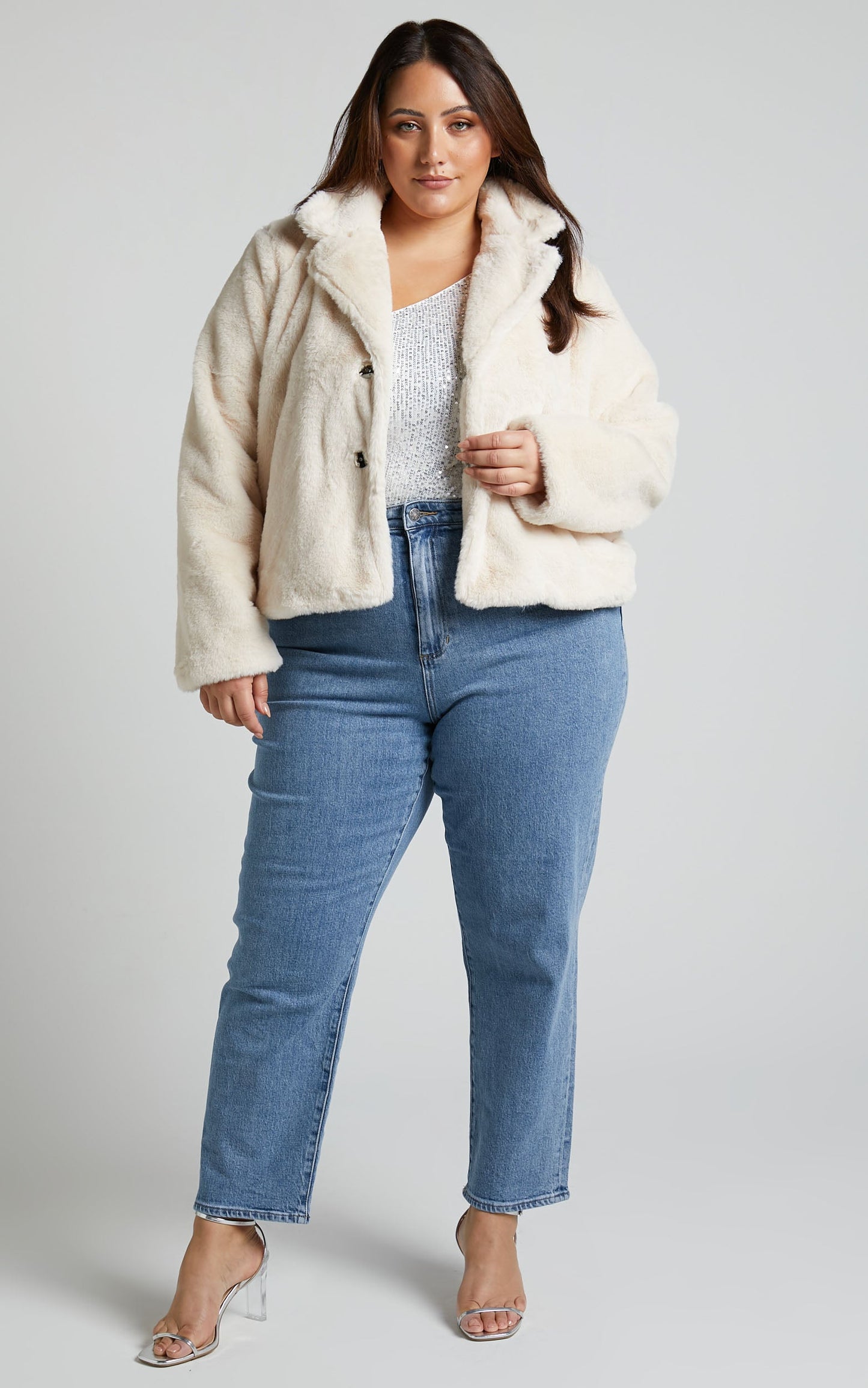 Cezziah Jacket - Faux Fur Jacket in Cream
