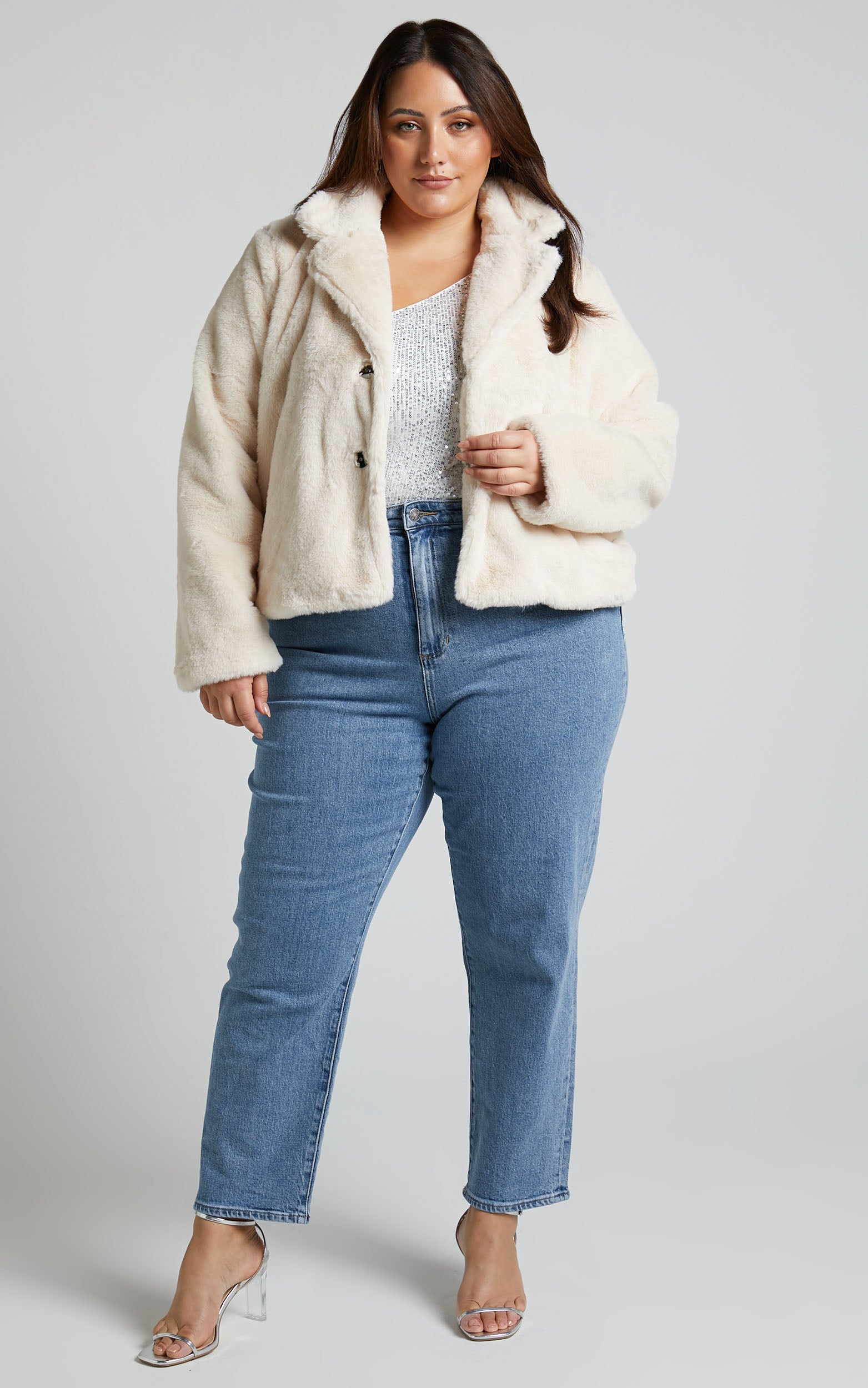 Cezziah Jacket - Faux Fur Jacket in Cream