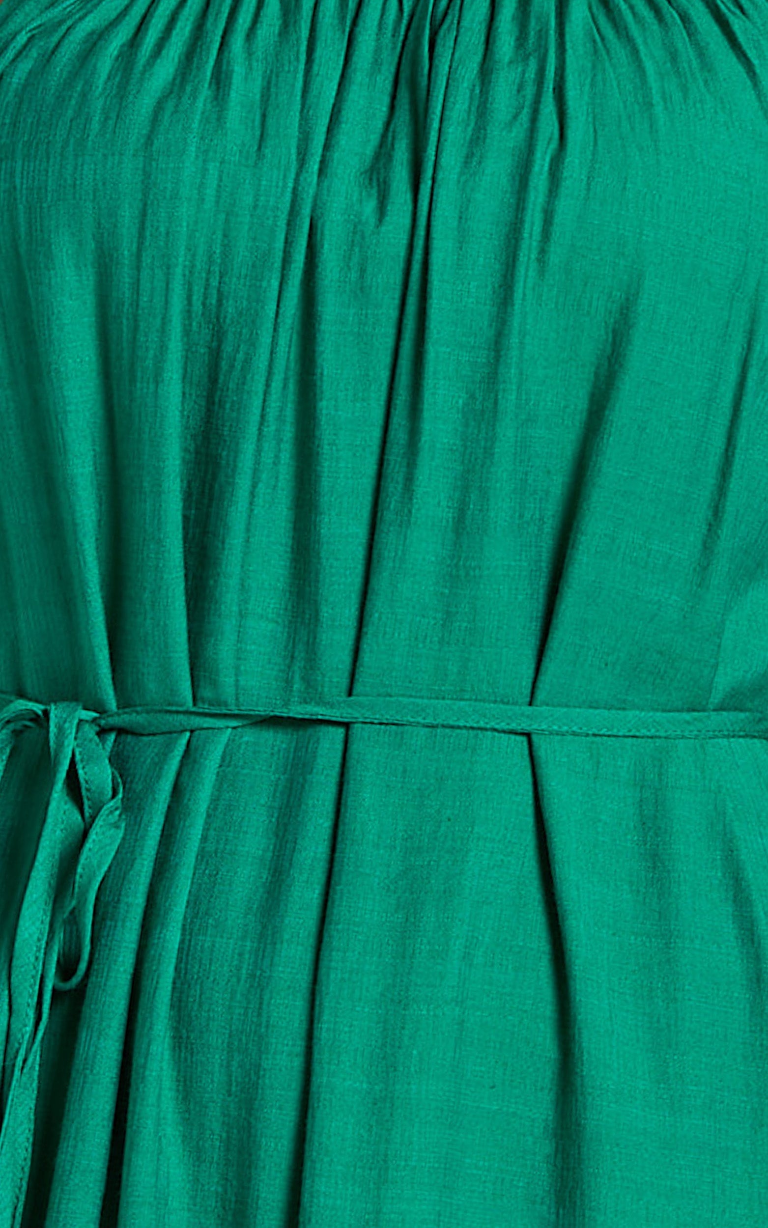 Charisse Maxi Dress - Strappy Scoop Neck Relaxed Gathered Dress in Green